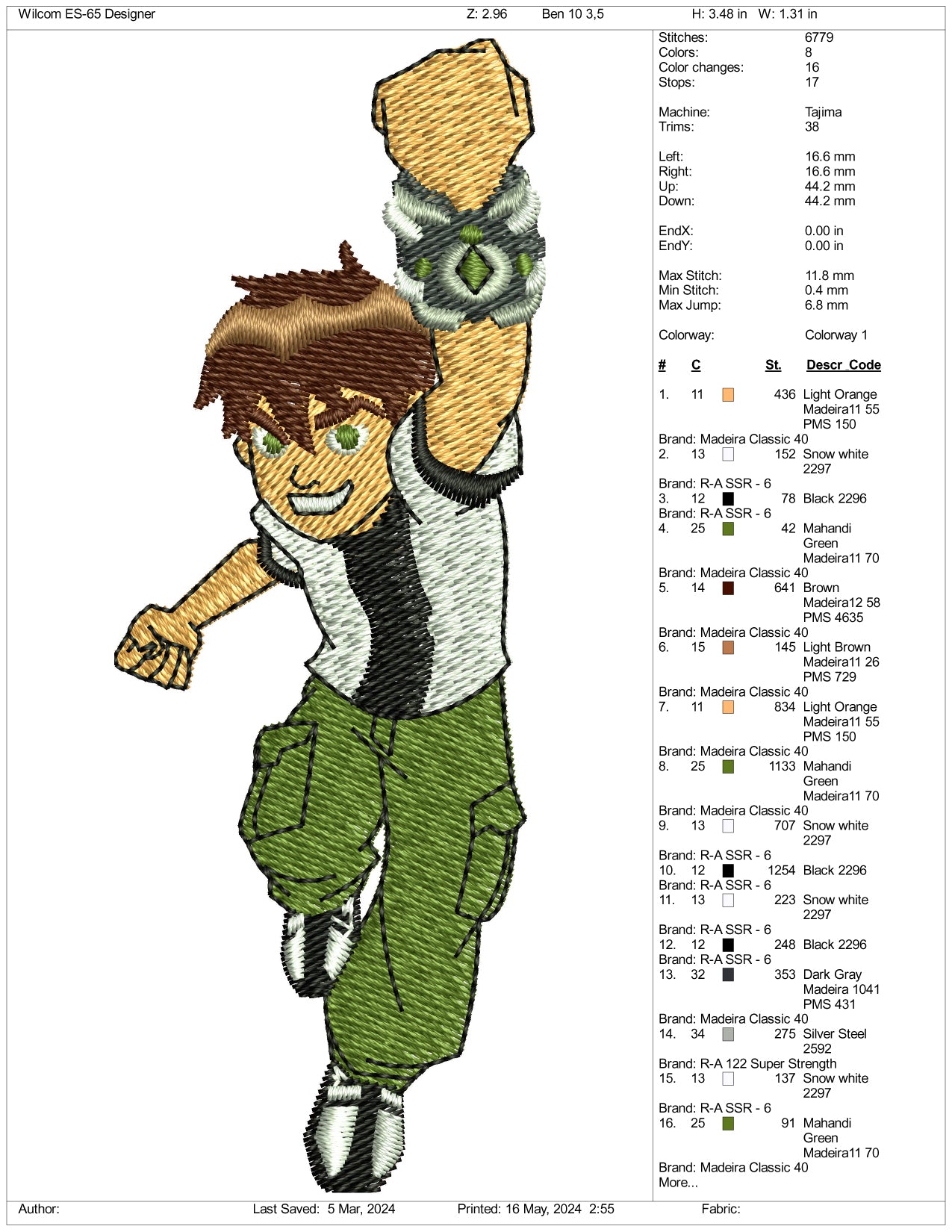 Ben 10 Embroidery Design Files - 3 Sizes