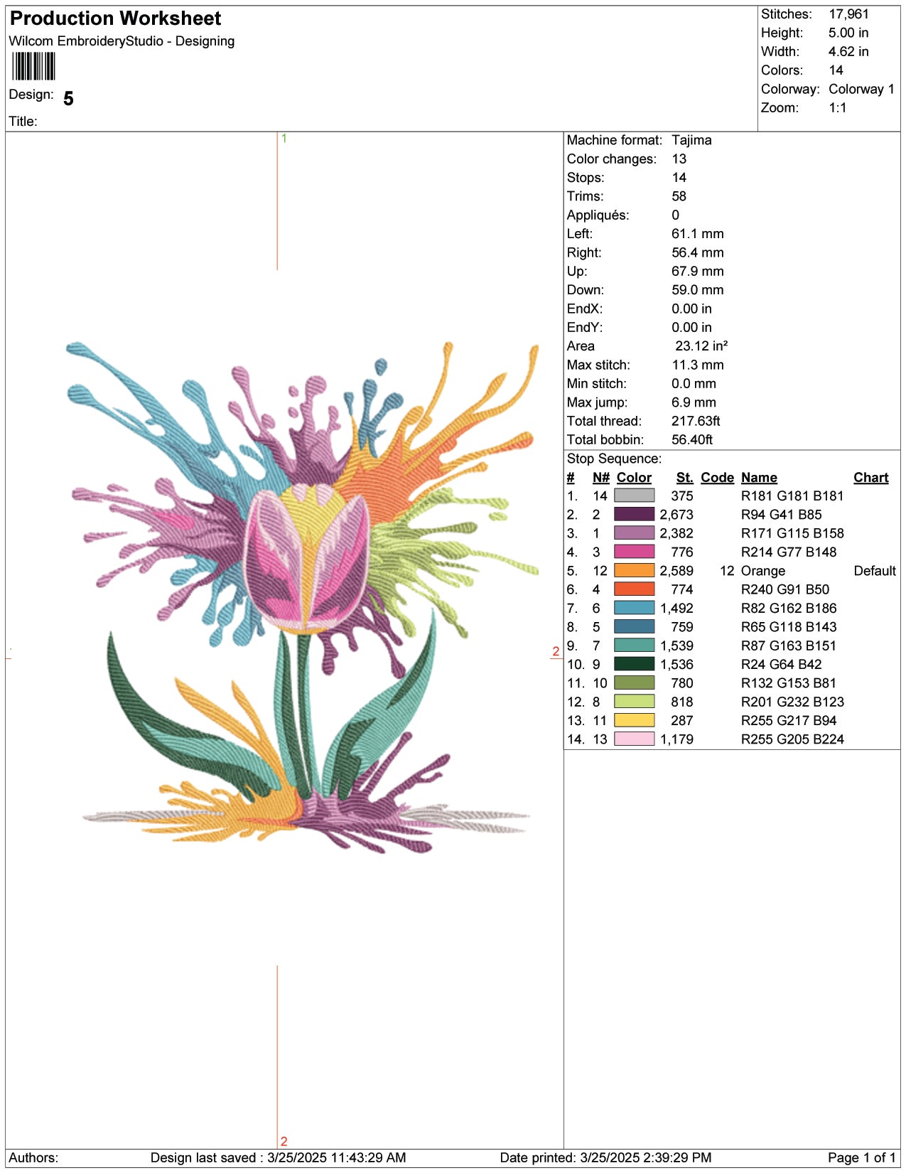Bloom Splash Embroidery Design Files - 9 Size's
