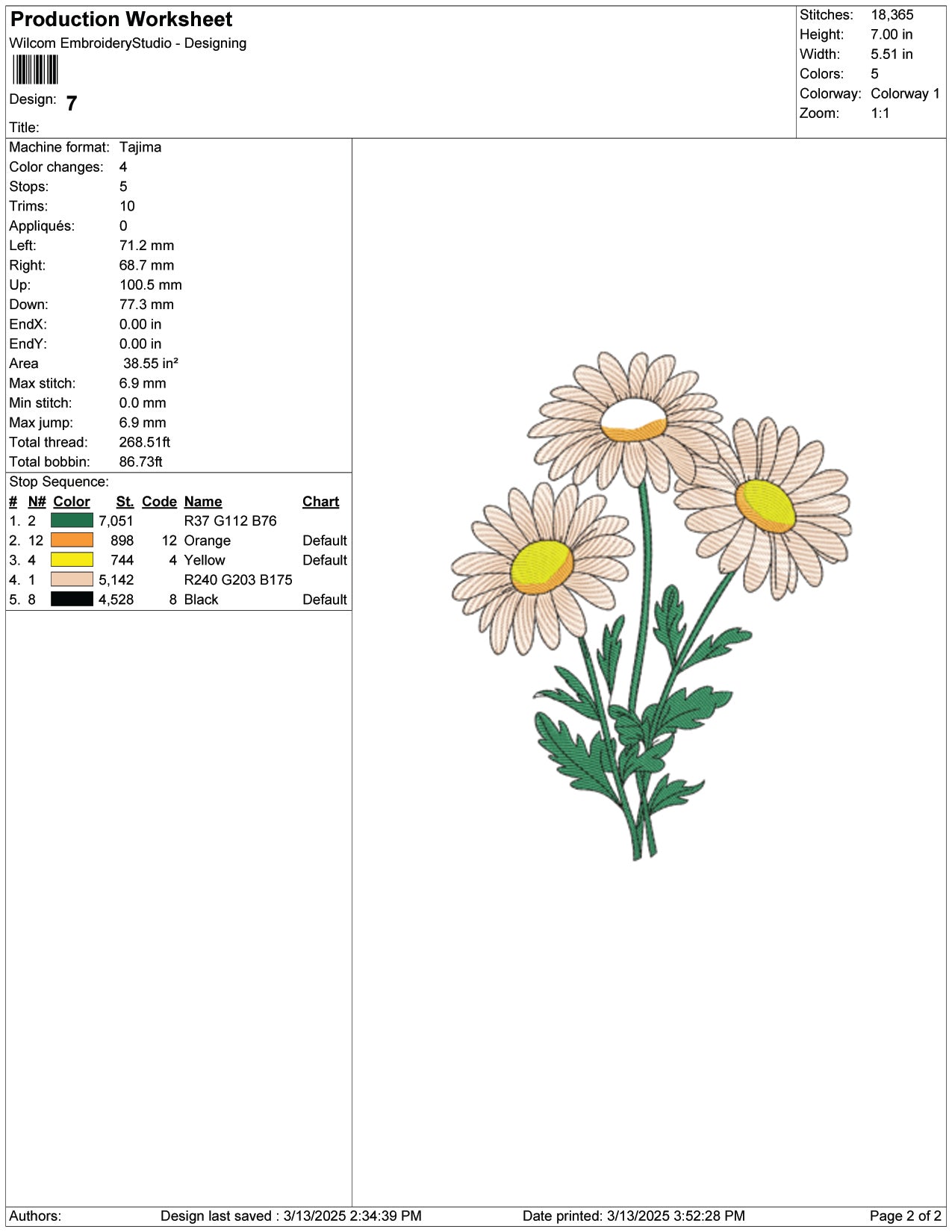Blooming Daisies Embroidery Design Files - 9 Size's