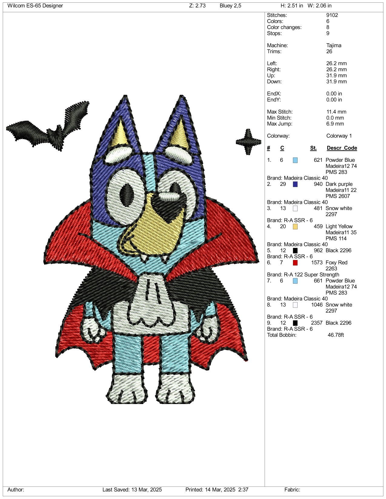 Bluey Halloween Embroidery Files - 3 Size's