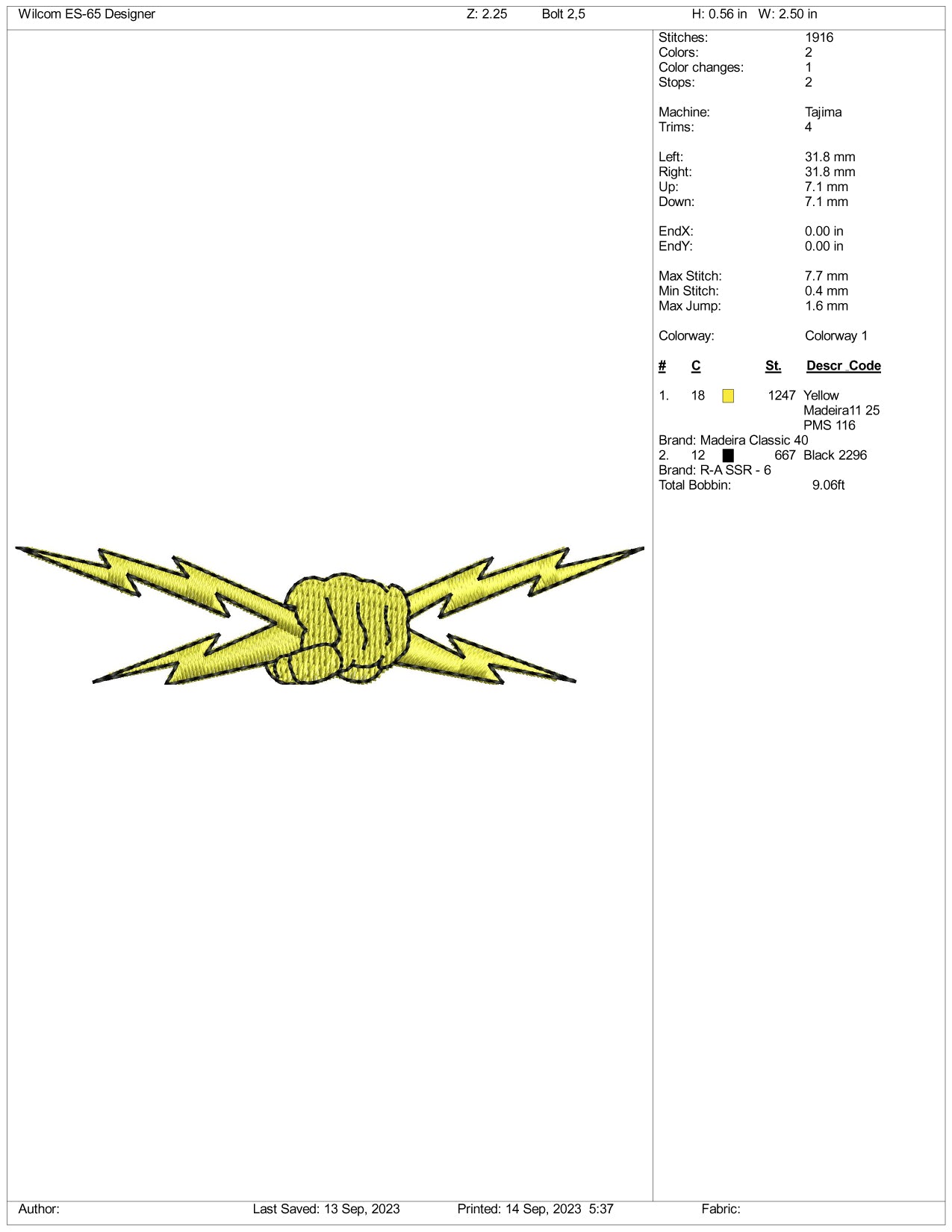 Electric Wave Hand Embroidery Design Files - 3 Size's