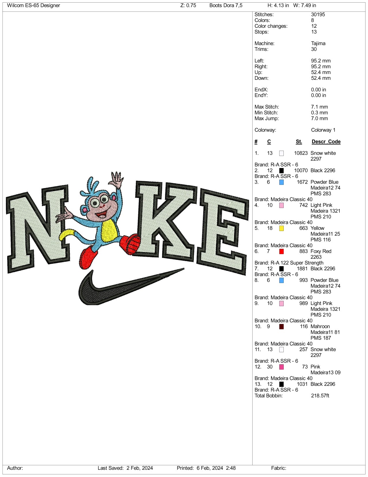 Nike Boots Embroidery Design Files - 3 Size's
