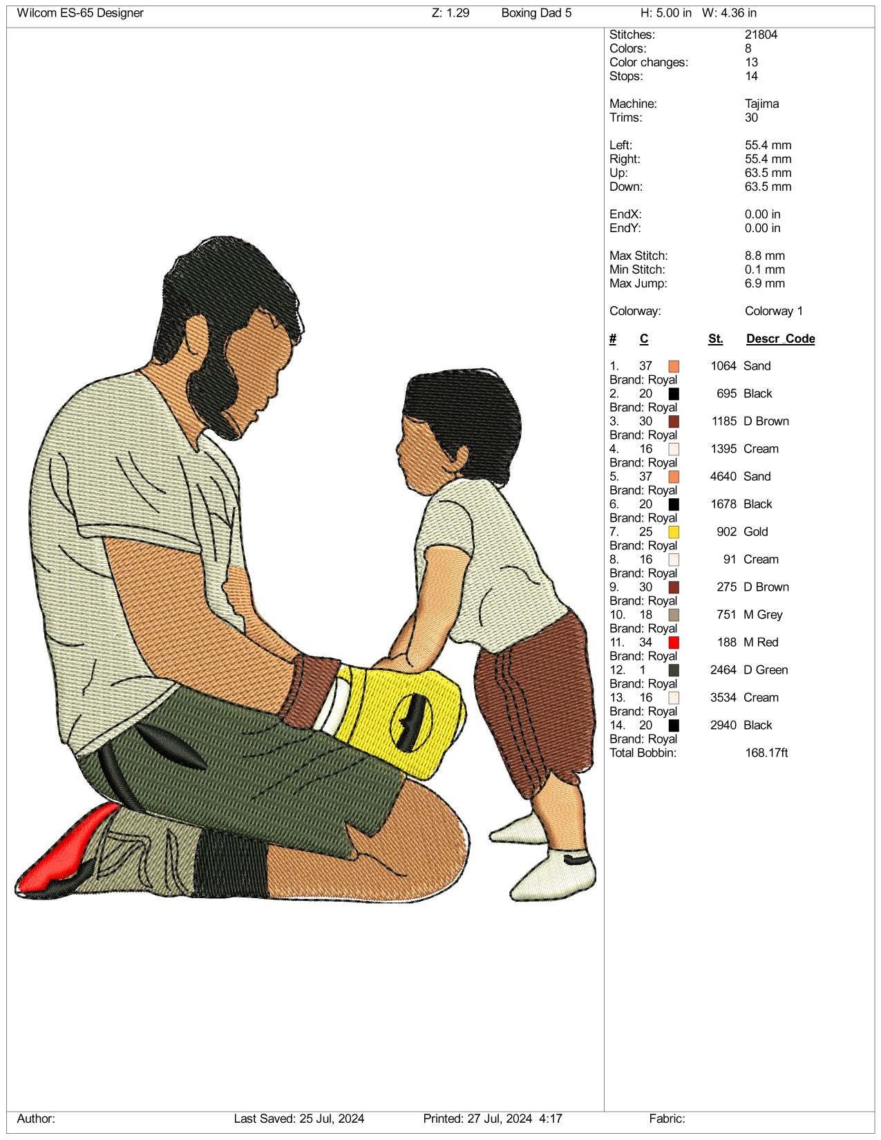 Boxing Dad and Son Embroidery Design Files - 3 Size's