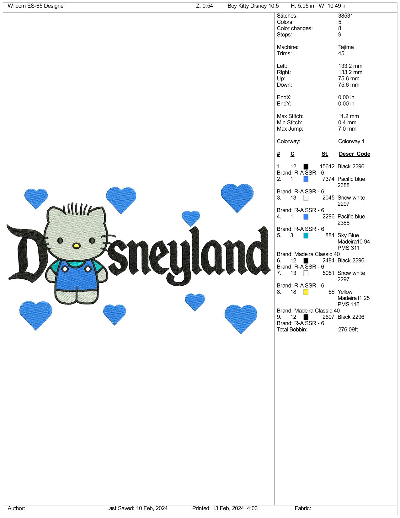 Dear Daniel Disneyland Embroidery Design Files - 3 Size's