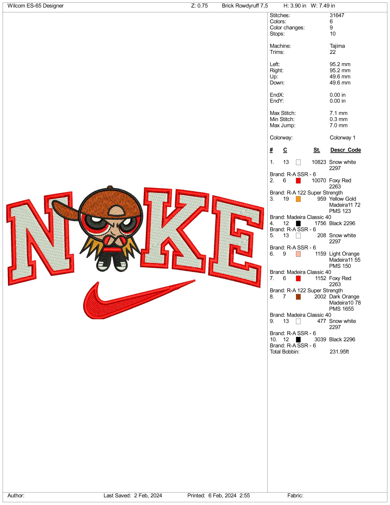 Nike Brick Embroidery Design Files - 3 Size's