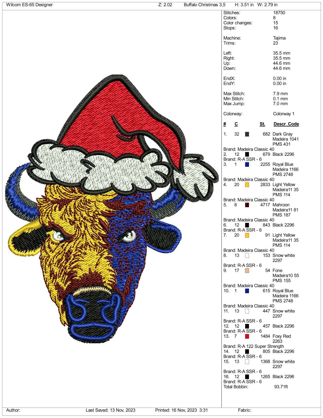 Christmas Cow Embroidery Design Files - 3 Size's