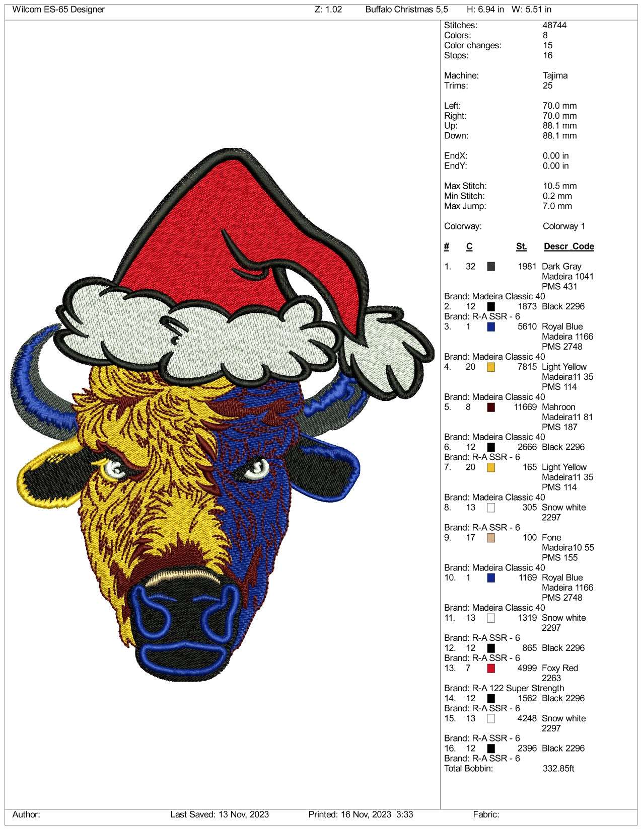 Christmas Cow Embroidery Design Files - 3 Size's