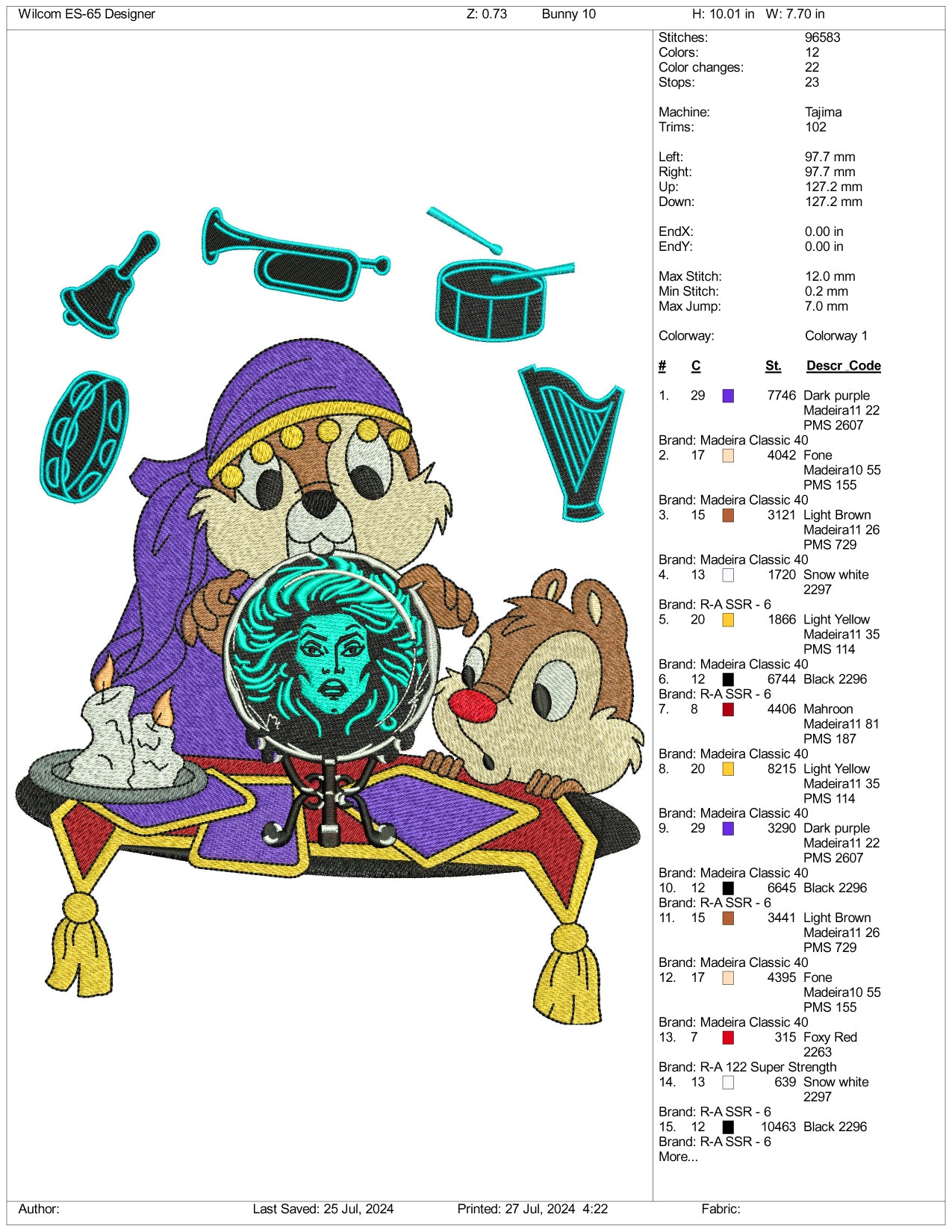 Astronomy Bunny Embroidery Design Files - 3 Size's