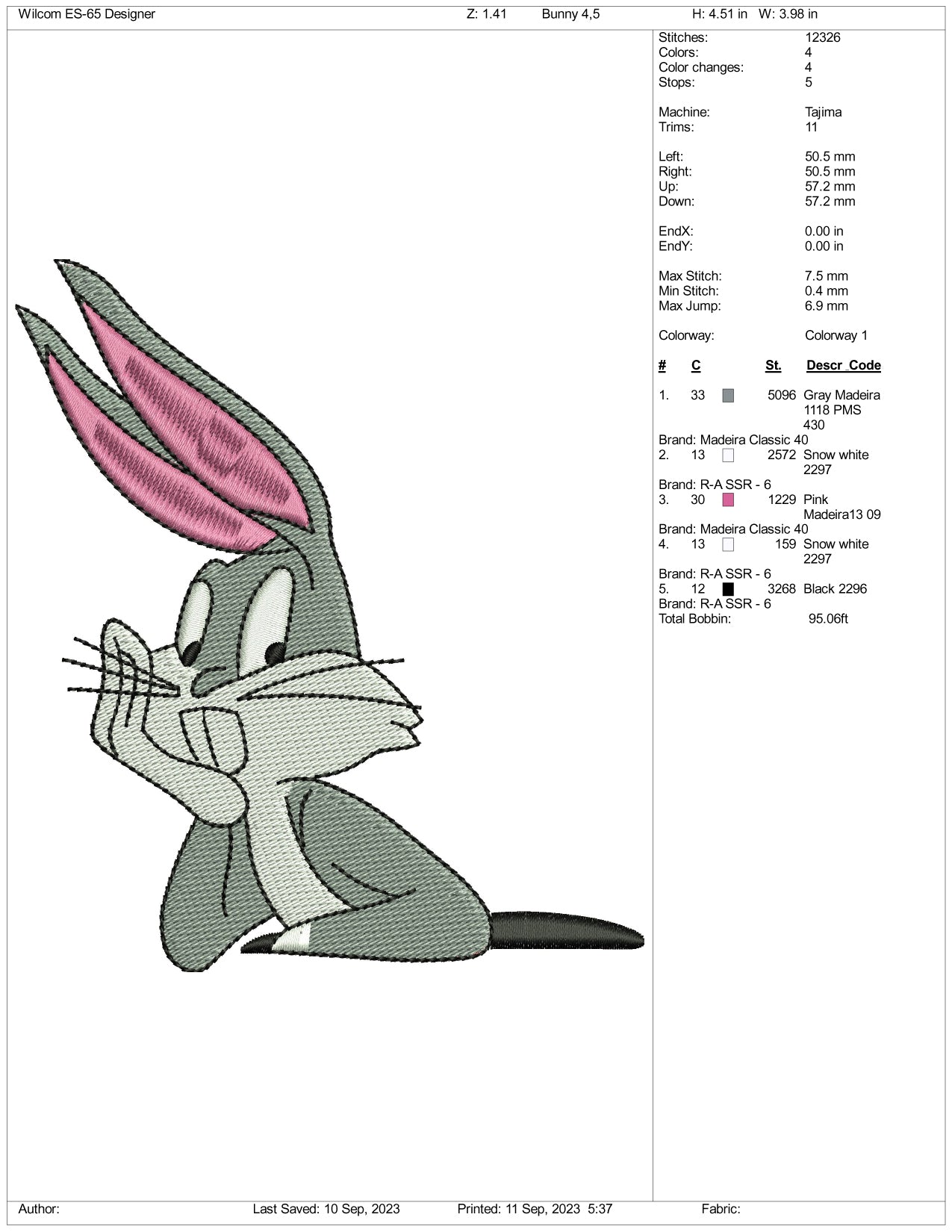 Bunny Embroidery Design Files - 3 Size's