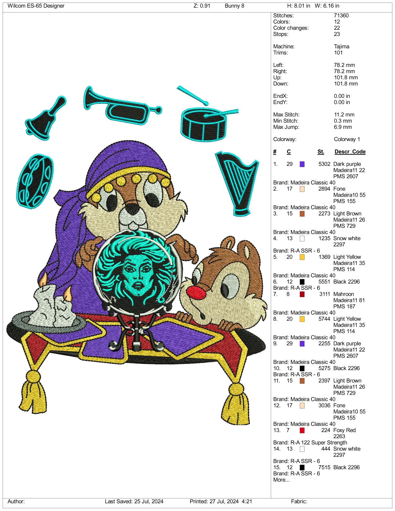 Astronomy Bunny Embroidery Design Files - 3 Size's