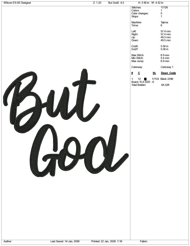 But God v2 Embroidery Design Files - 4 Size's