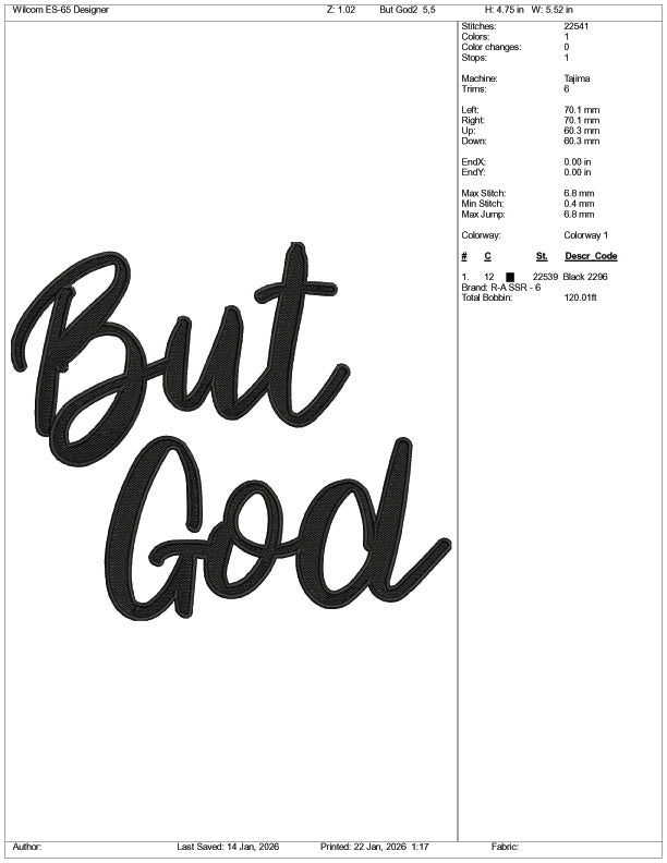 But God v2 Embroidery Design Files - 4 Size's