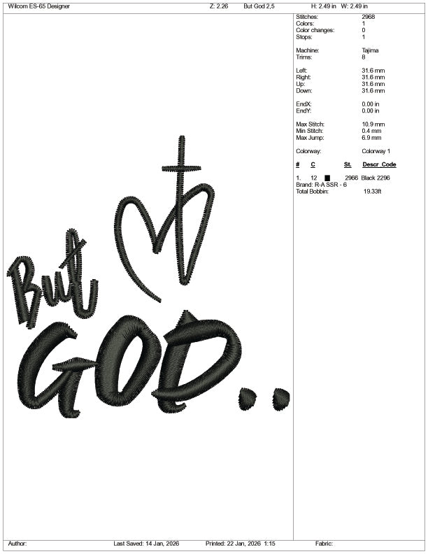 But God Embroidery Design Files - 4 Size's