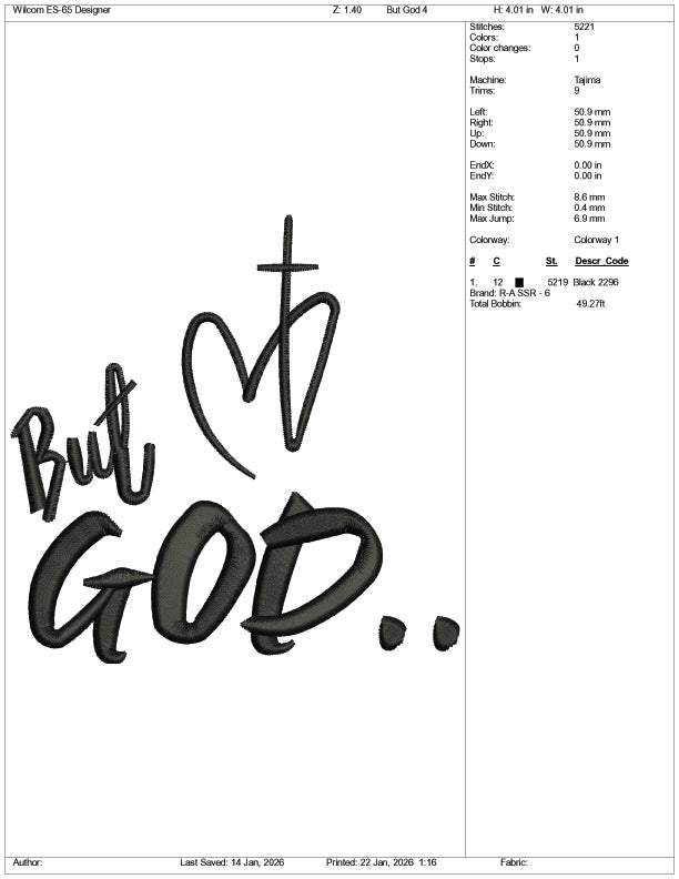 But God Embroidery Design Files - 4 Size's