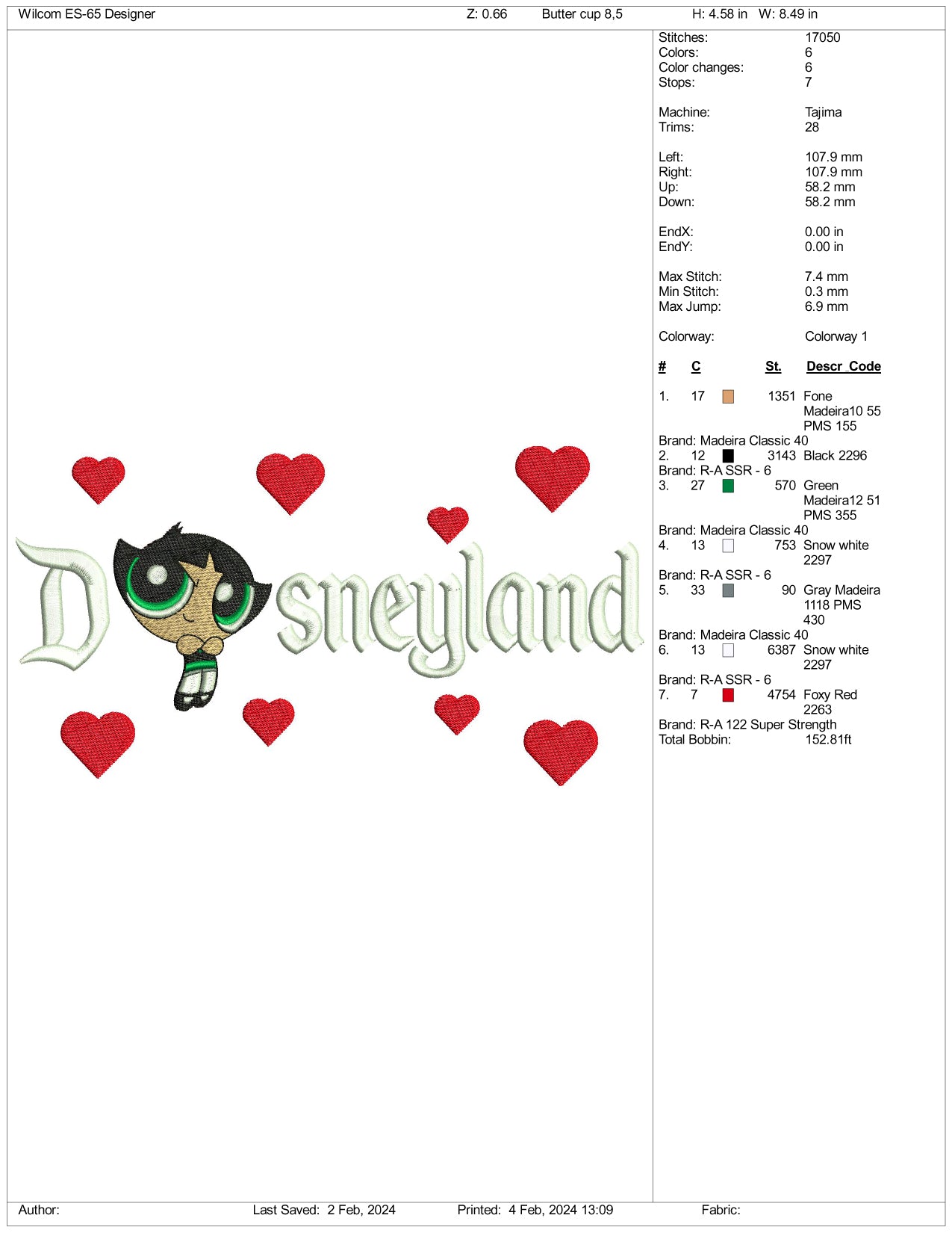 Buttercup Disneyland Embroidery Design Files - 3 Size's