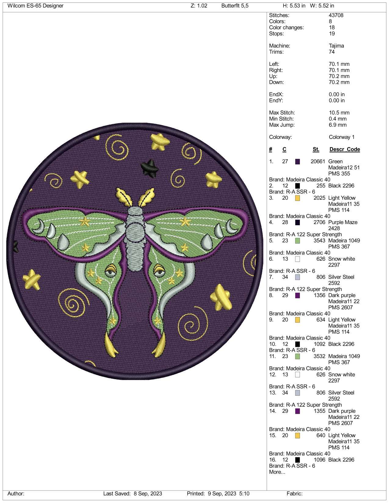 Batterfly Embroidery Design Files - 3 Size's