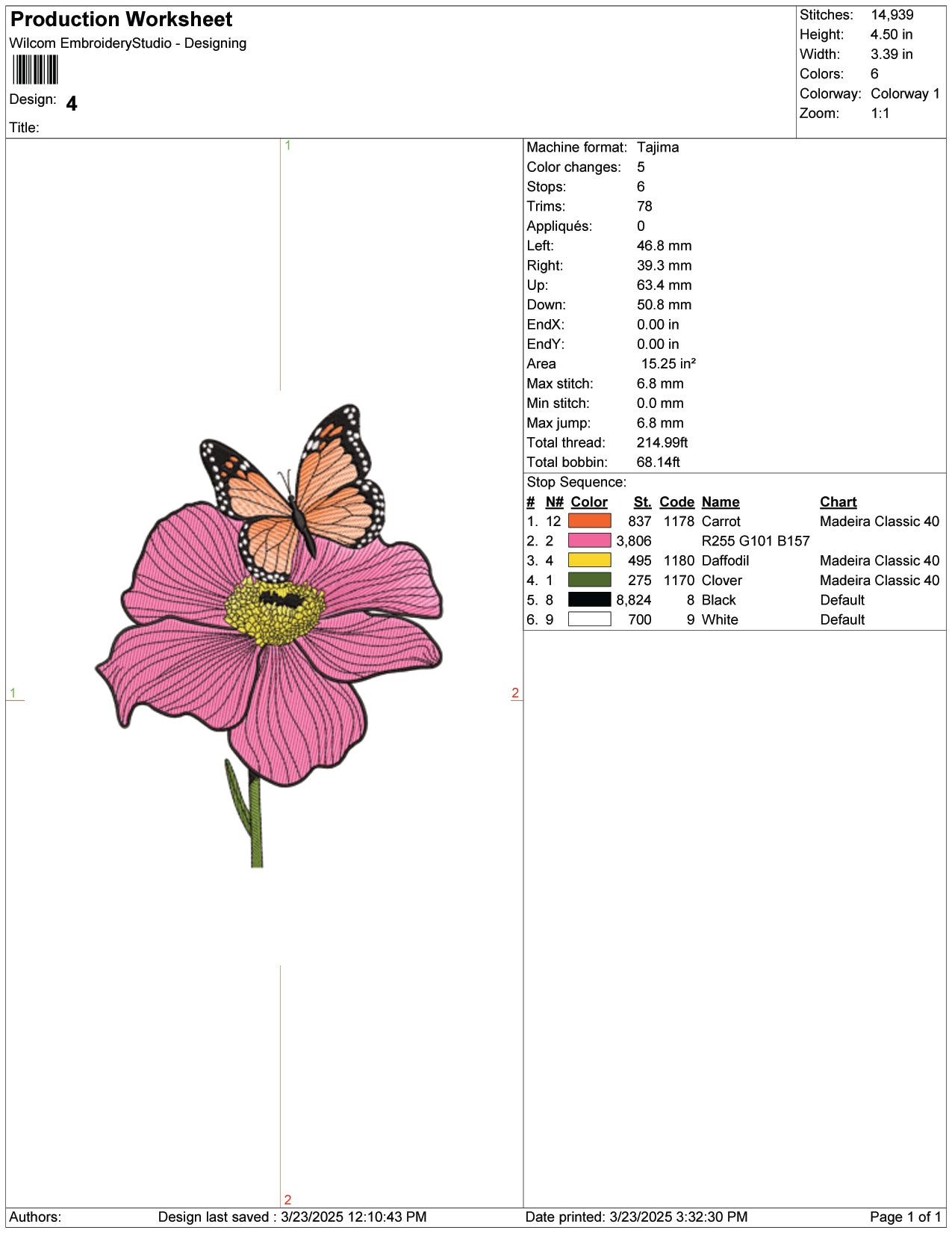Butterfly Blossom Embroidery Design Files - 9 Size's