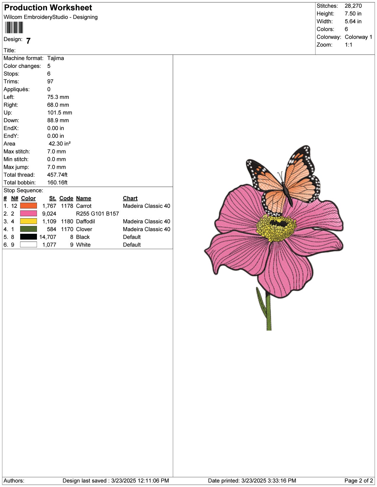 Butterfly Blossom Embroidery Design Files - 9 Size's