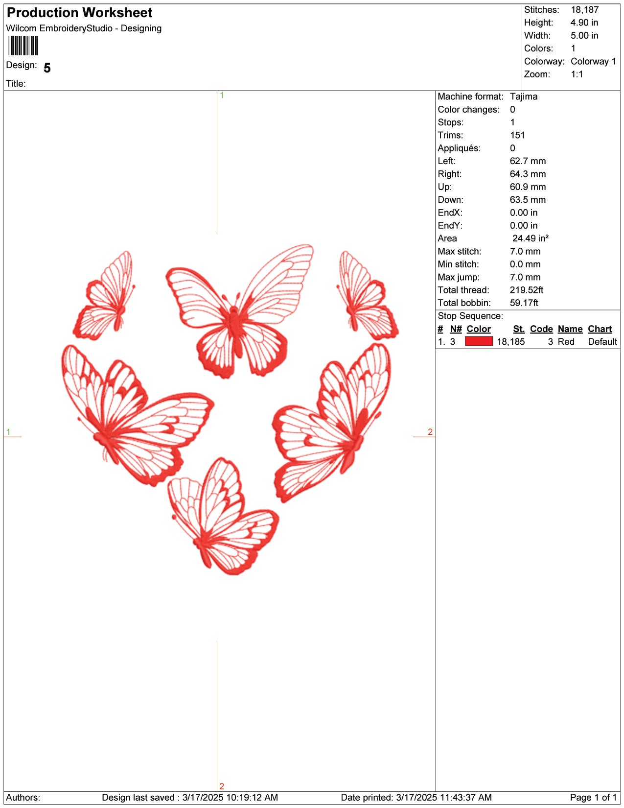 Butterfly Heart Embroidery Design Files - 9 Size's