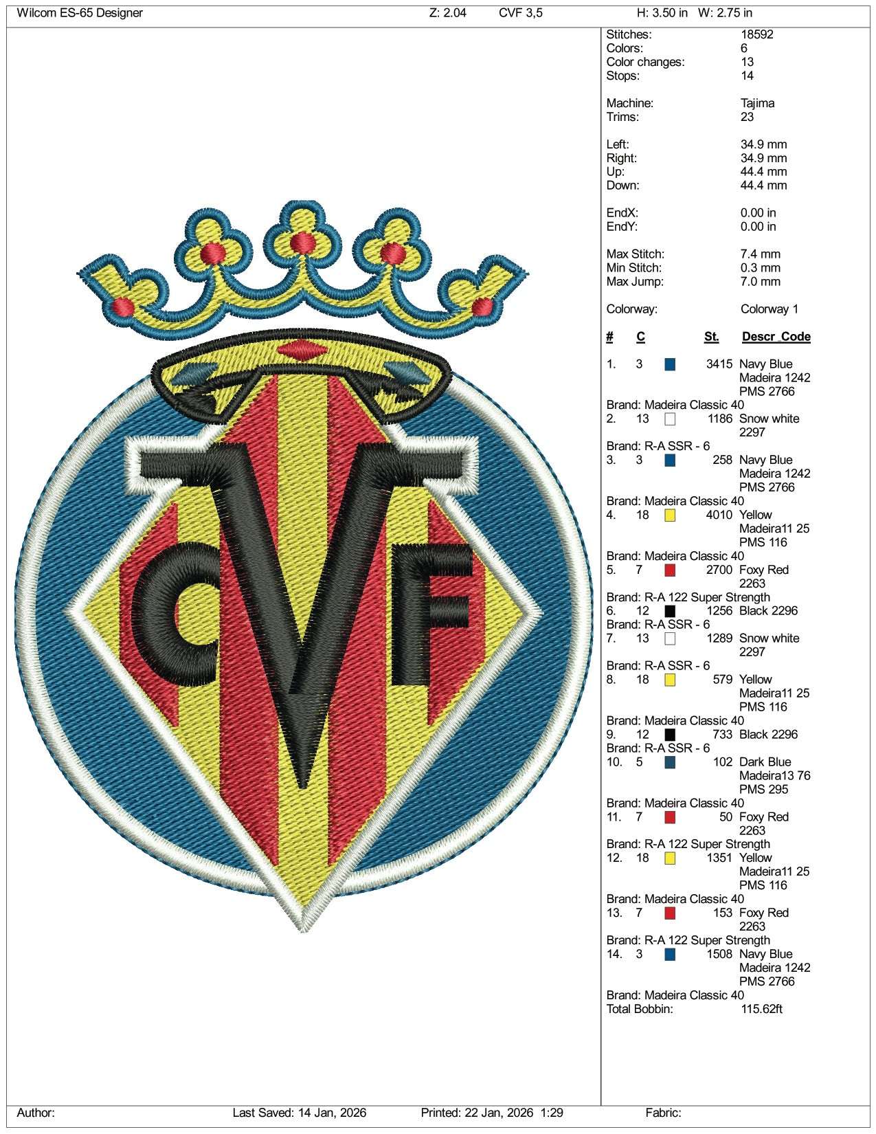 CVF Embroidery Design Files - 3 Size's