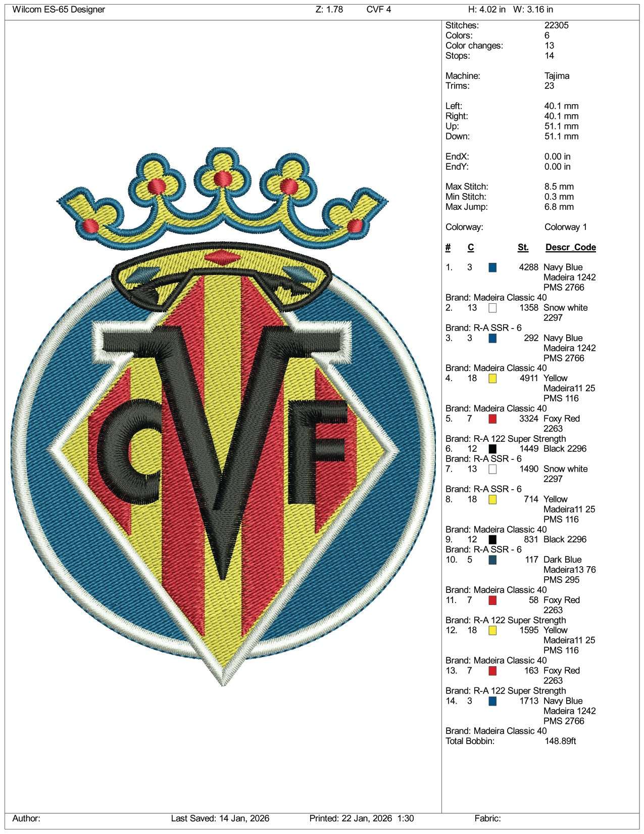 CVF Embroidery Design Files - 3 Size's