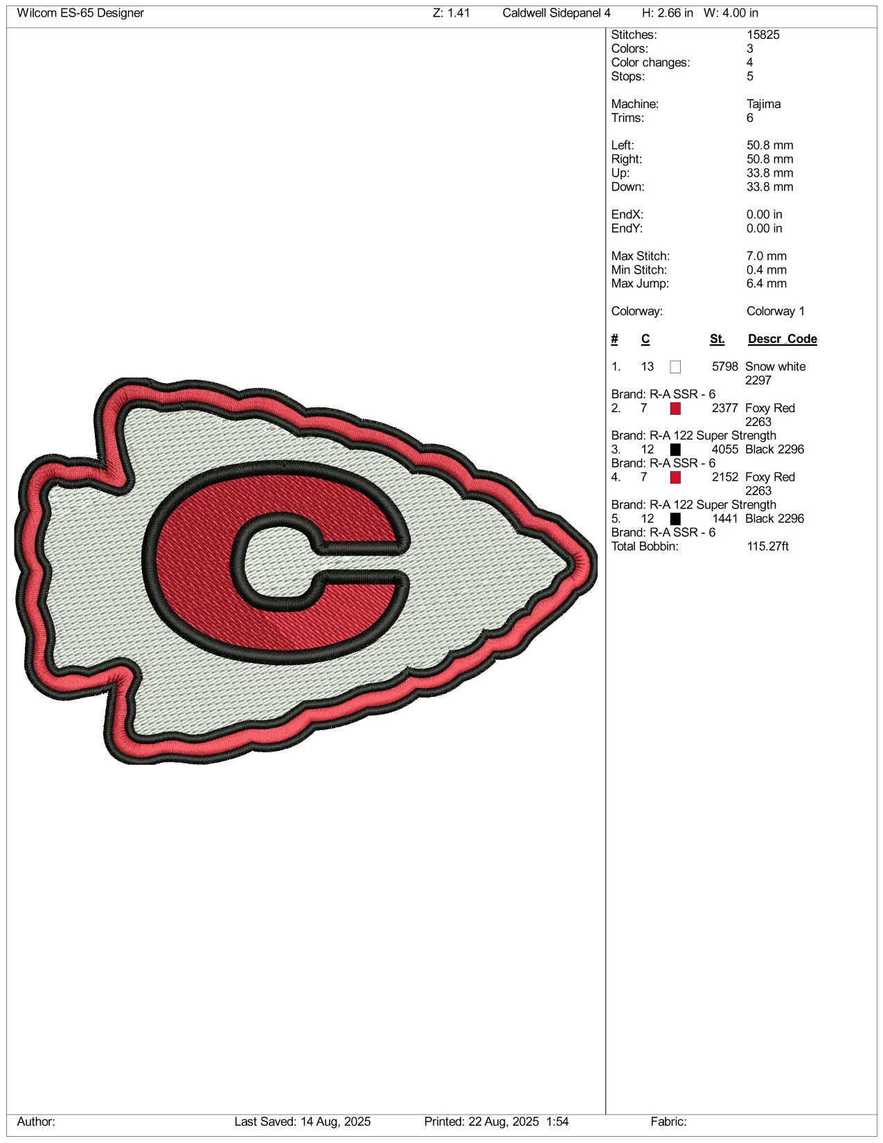 Caldwell Ohio Embroidery Design Files - 3 Size's