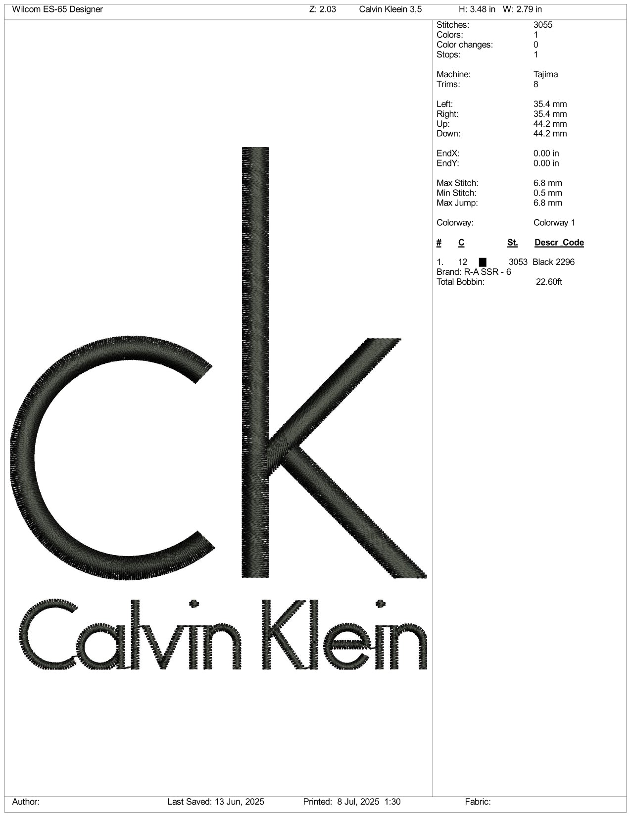 Calvin Klein Logo Embroidery Design Files - 3 Size's