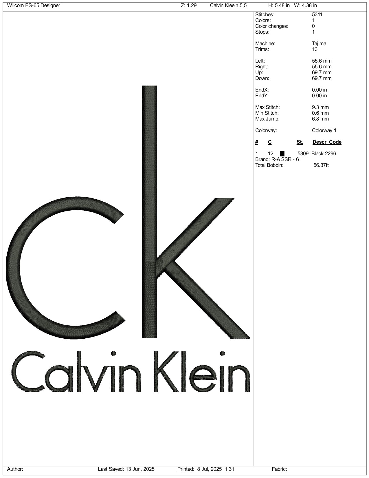 Calvin Klein Logo Embroidery Design Files - 3 Size's