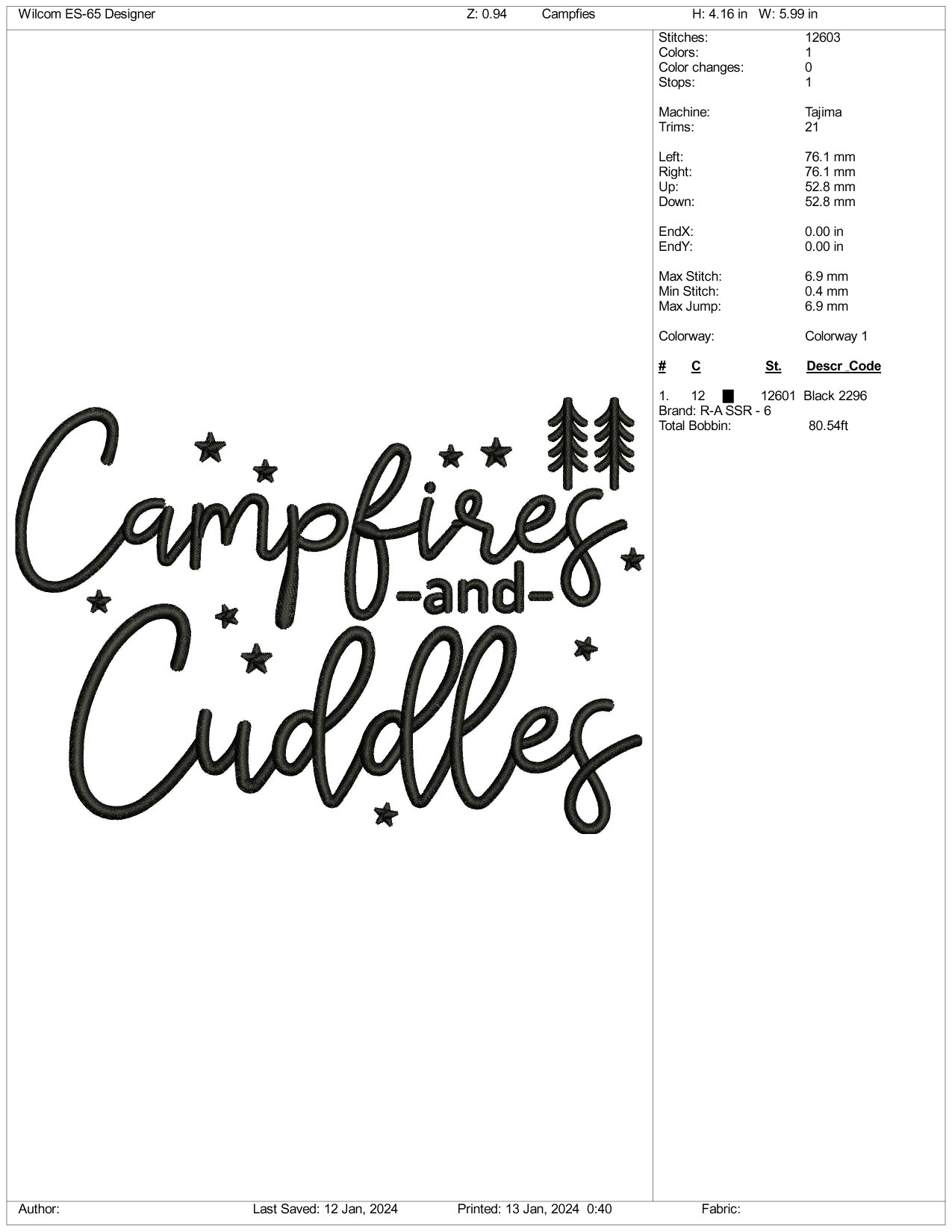 Cuddle Embroidery Design Files - 3 Size's