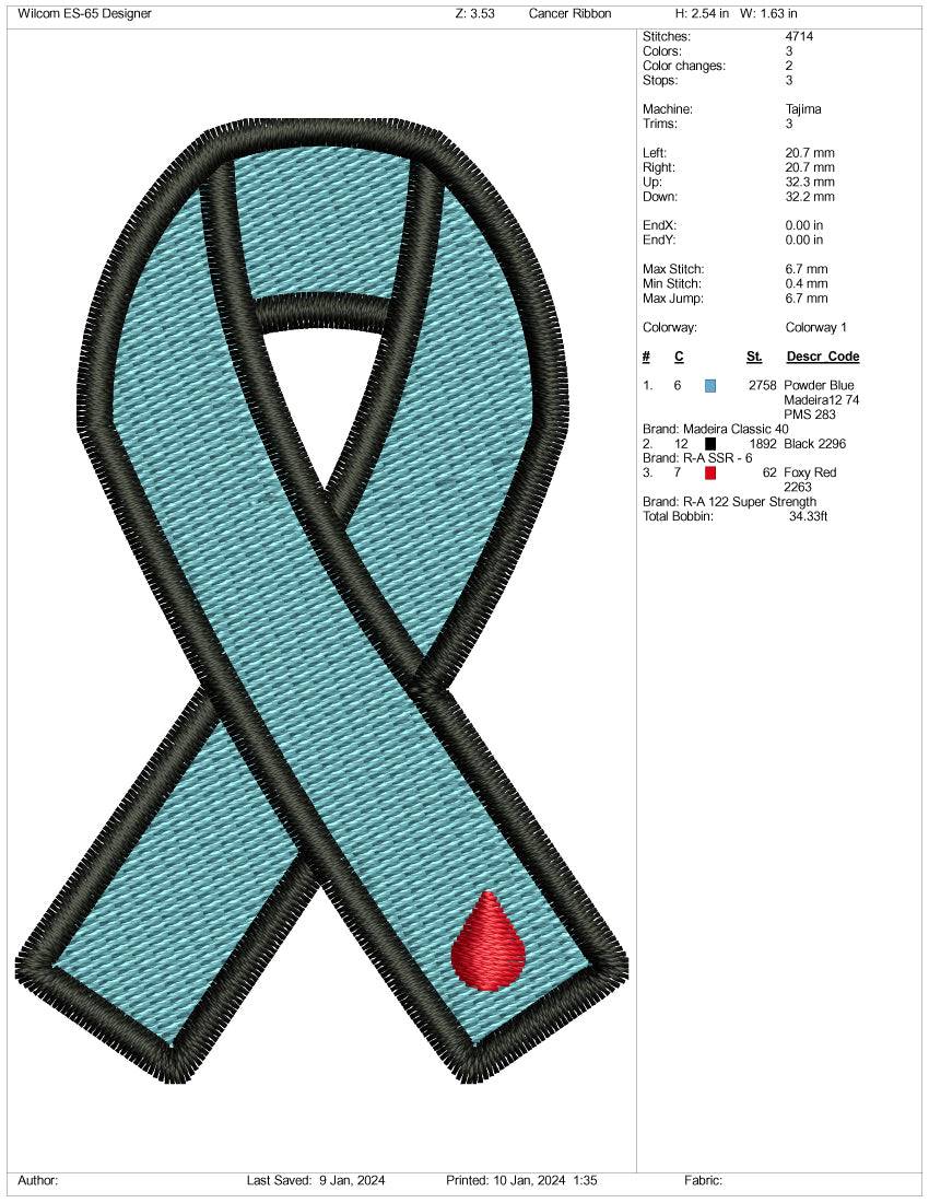 Cancer Sign Embroidery Design Files - 3 Size's