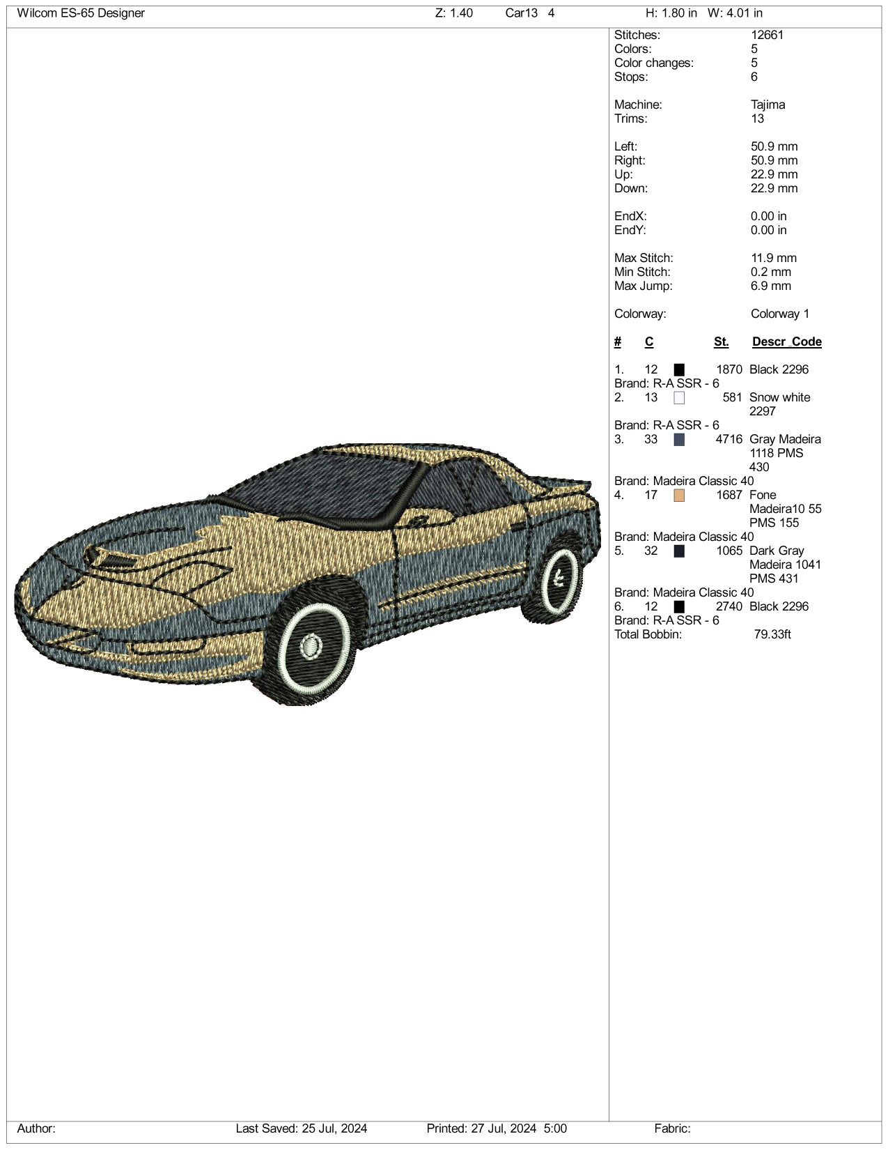 1985 Nissan Embroidery design