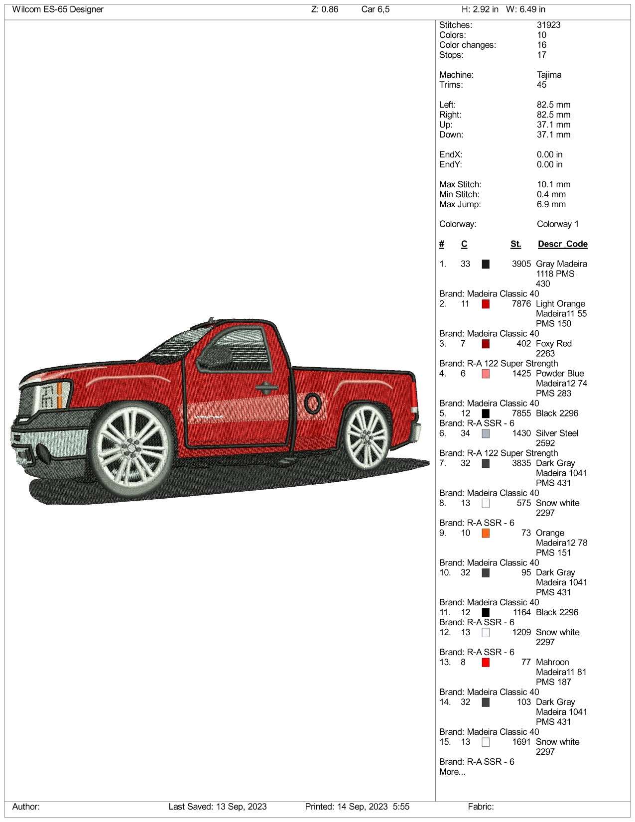 GMC Denali Truck Embroidery Design Files - 3 Size's