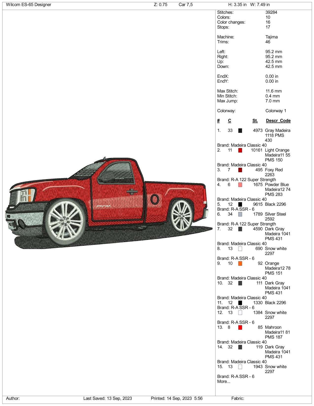 GMC Denali Truck Embroidery Design Files - 3 Size's