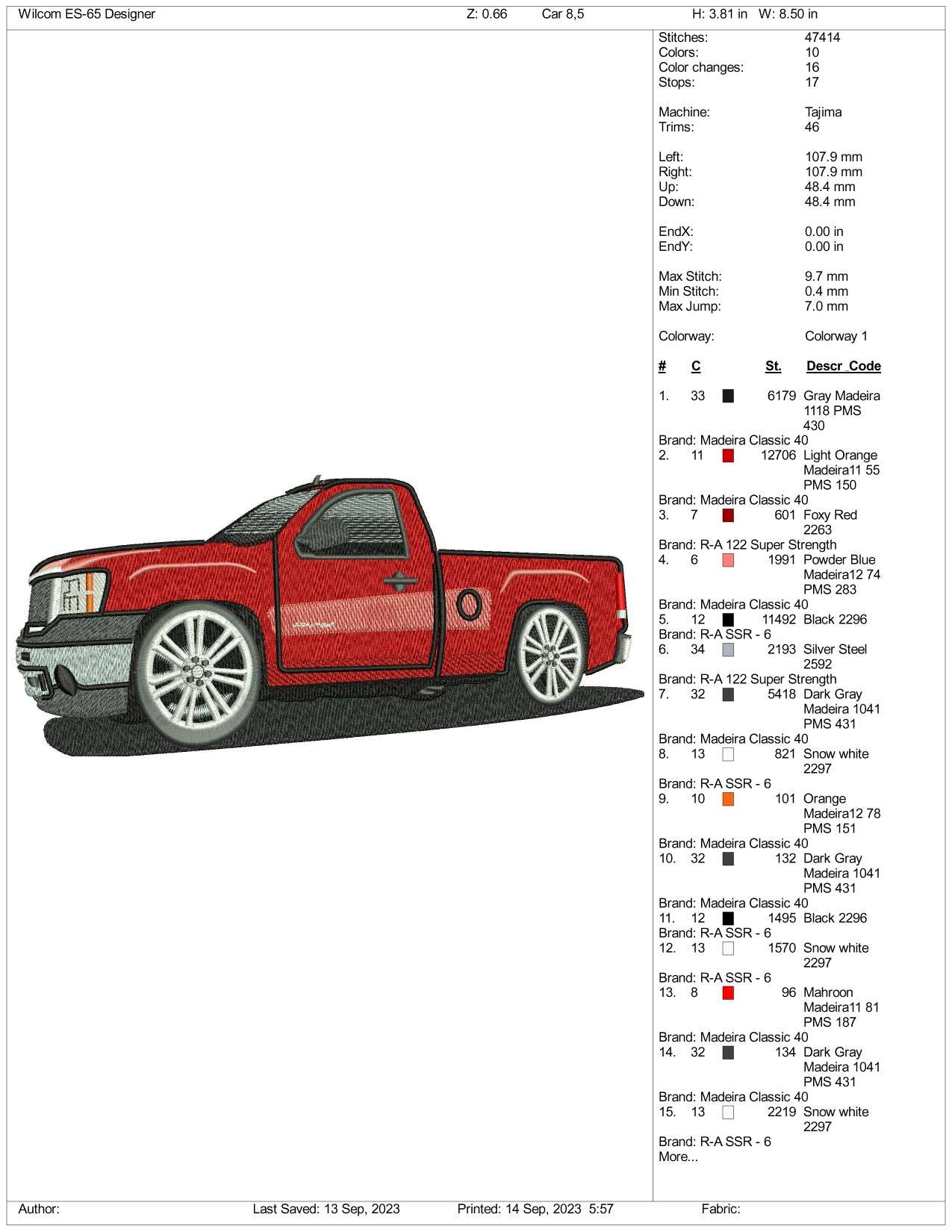 GMC Denali Truck Embroidery Design Files - 3 Size's