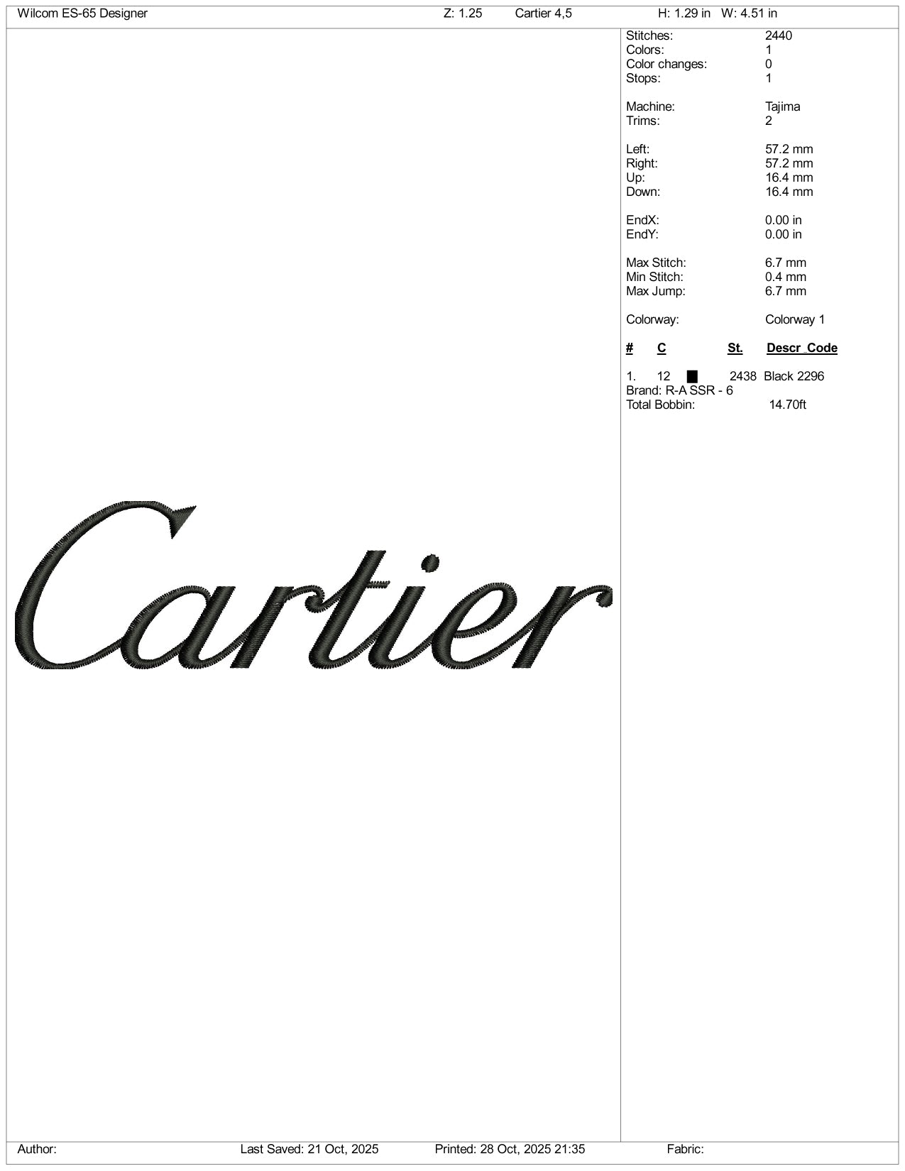 Cartier Logo Embroidery Design Files - 4 Size's