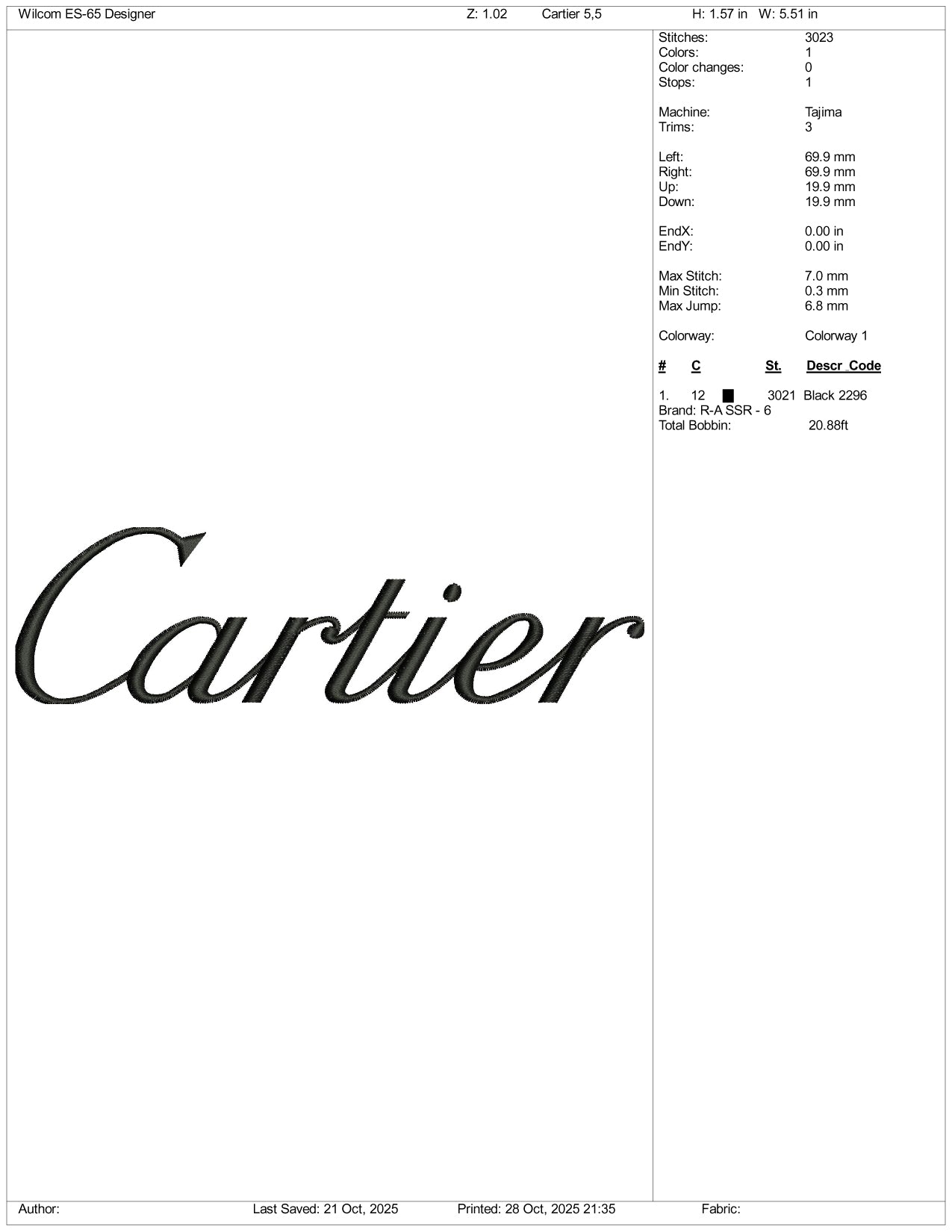 Cartier Logo Embroidery Design Files - 4 Size's