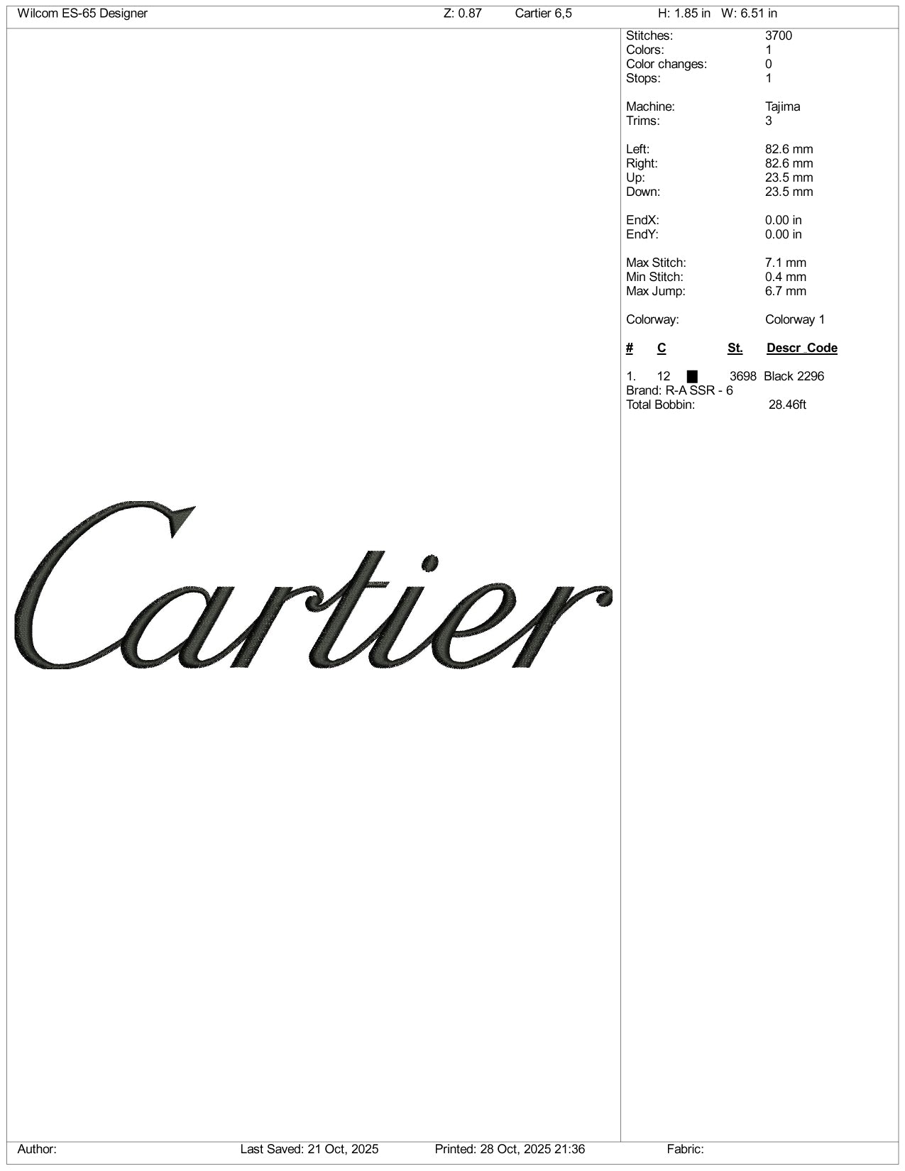 Cartier Logo Embroidery Design Files - 4 Size's