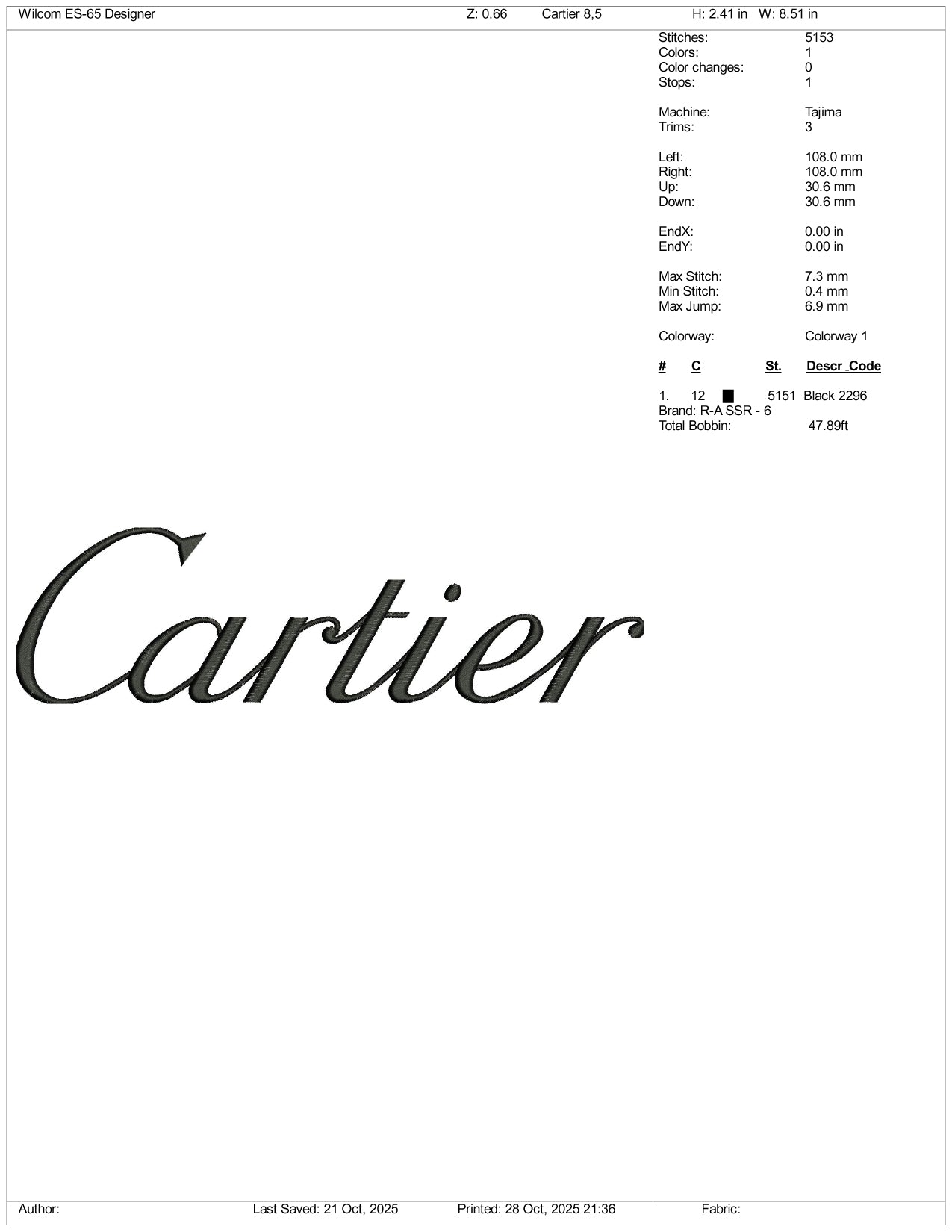 Cartier Logo Embroidery Design Files - 4 Size's