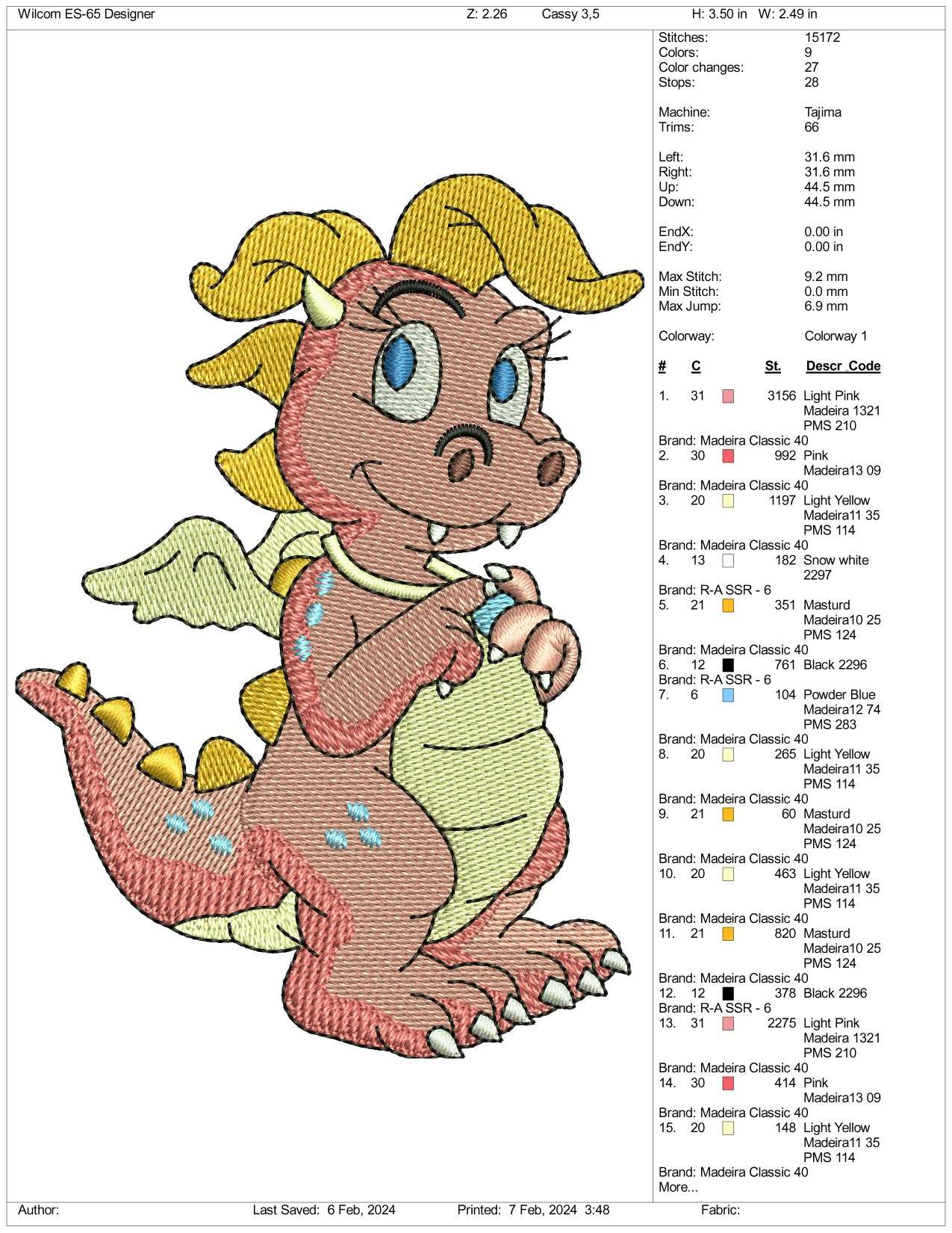 Cassie Dragon Tales Embroidery Design Files - 3 Size's