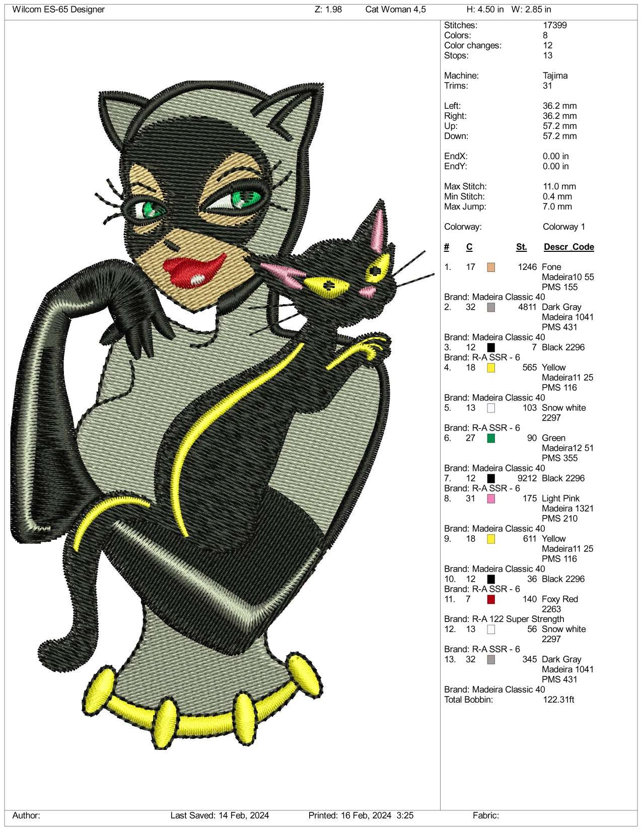 Catwoman Half Embroidery Design Files - 3 Size's