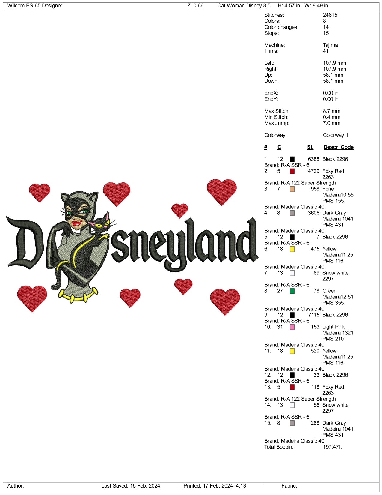 Catwoman Half Disneyland Embroidery Design Files - 3 Size's