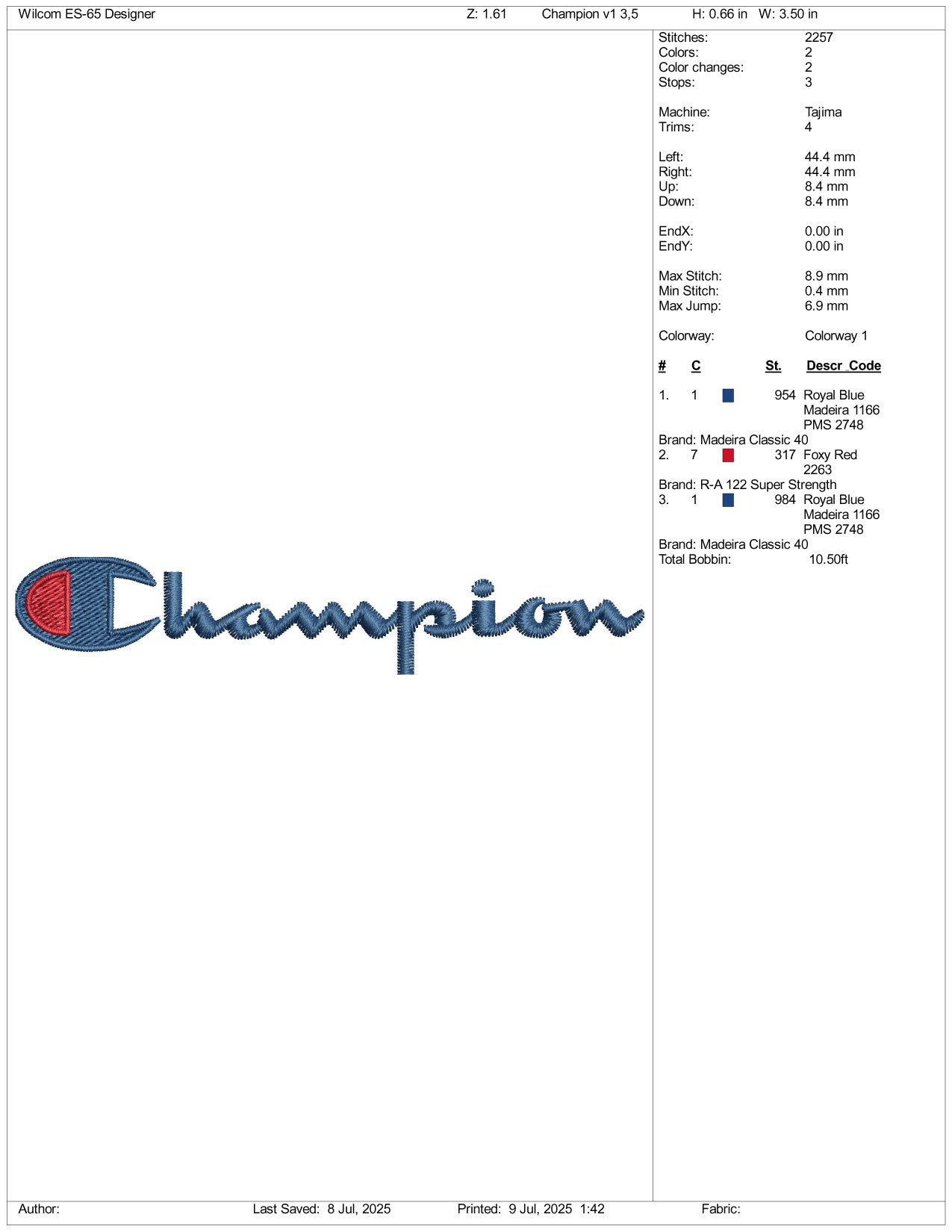 Champion v2 Logo Embroidery Design Files - 3 Size's