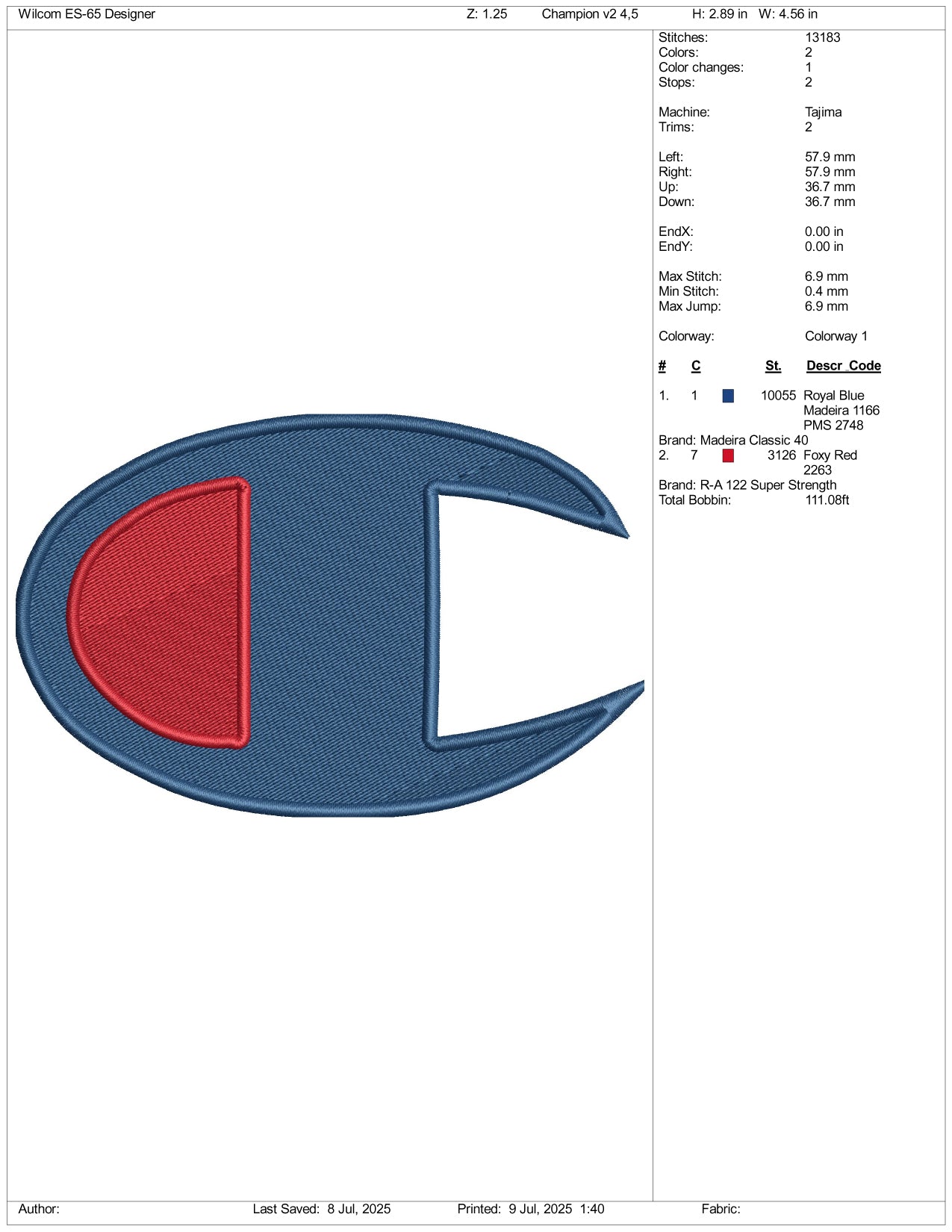 Champion Logo Embroidery Design Files - 3 Size's