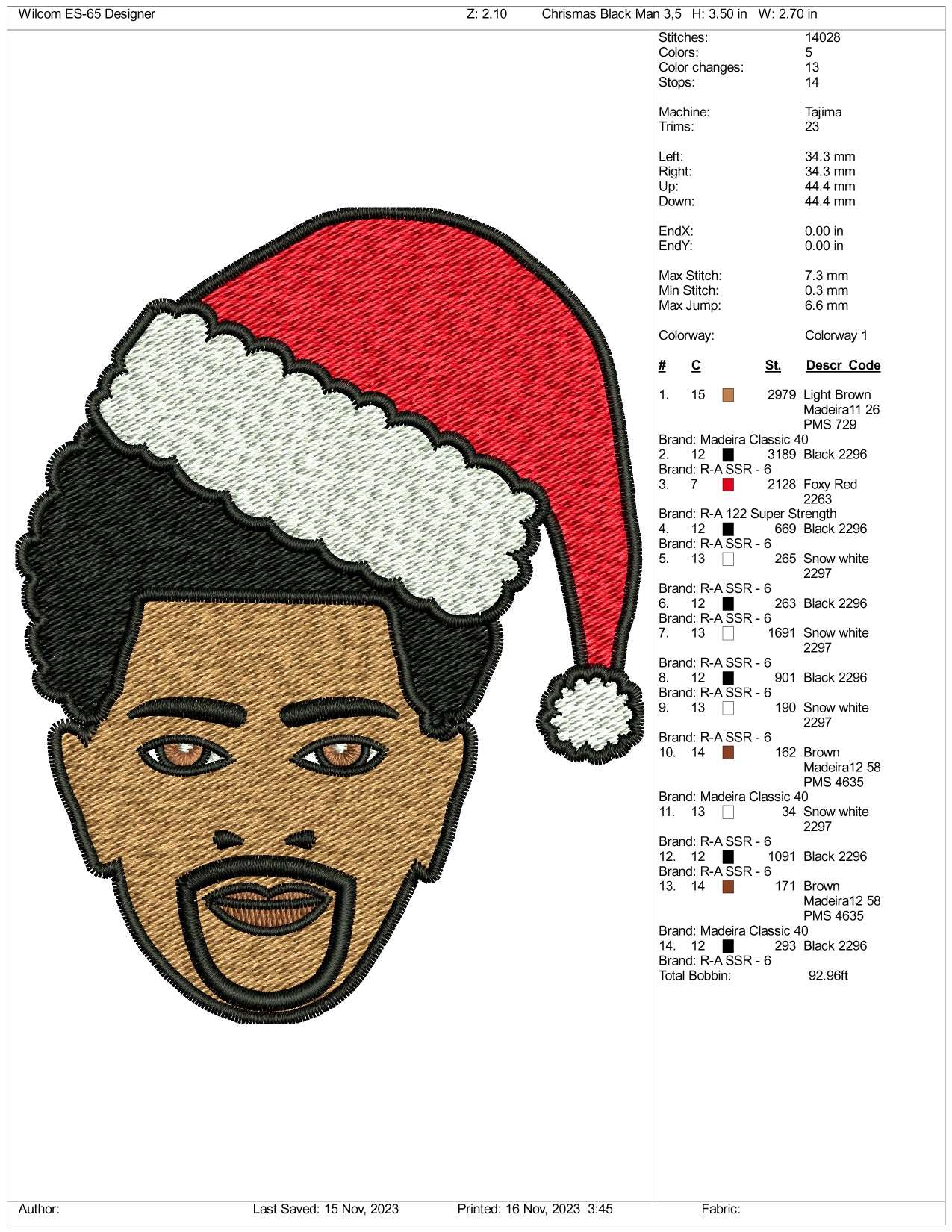 Christmas Boy Embroidery Design Files - 3 Size's