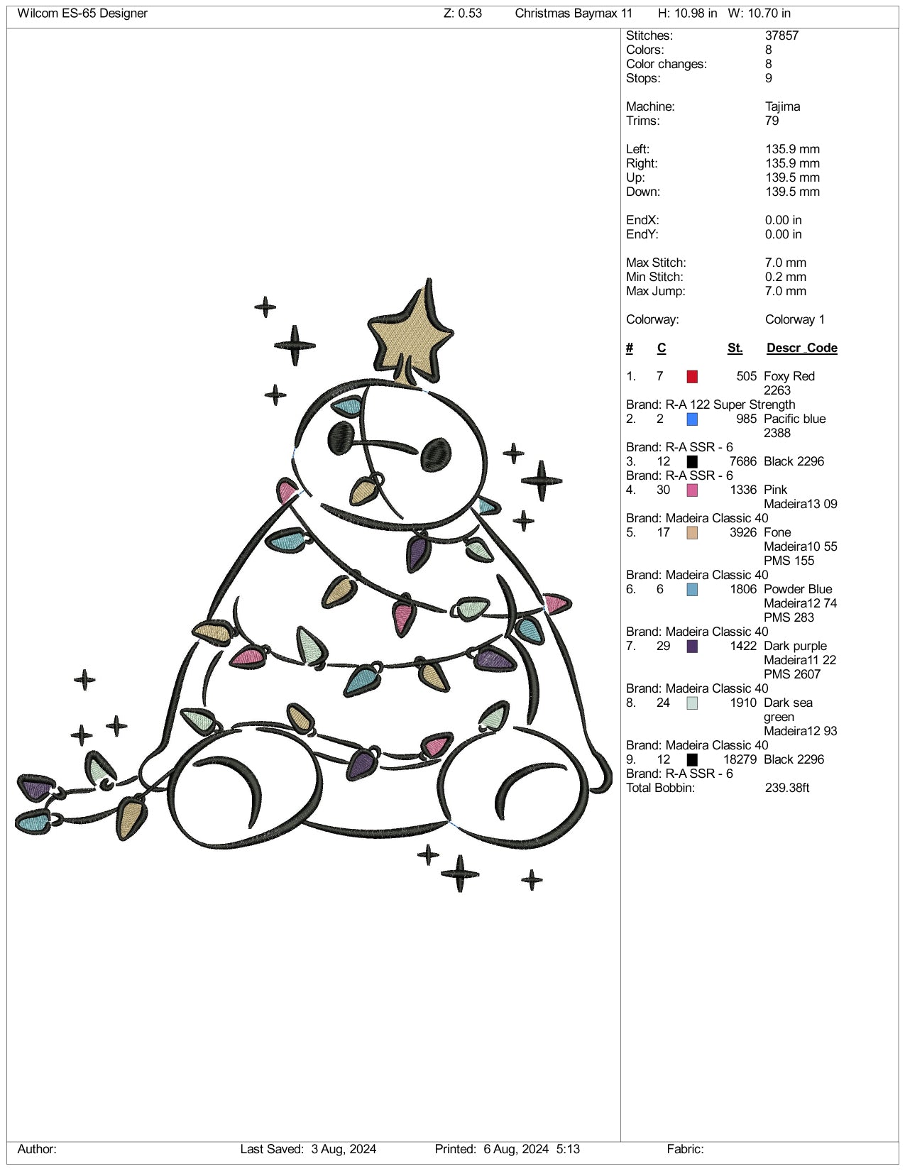 Christmas Snow Man Embroidery Files - 3 Size's