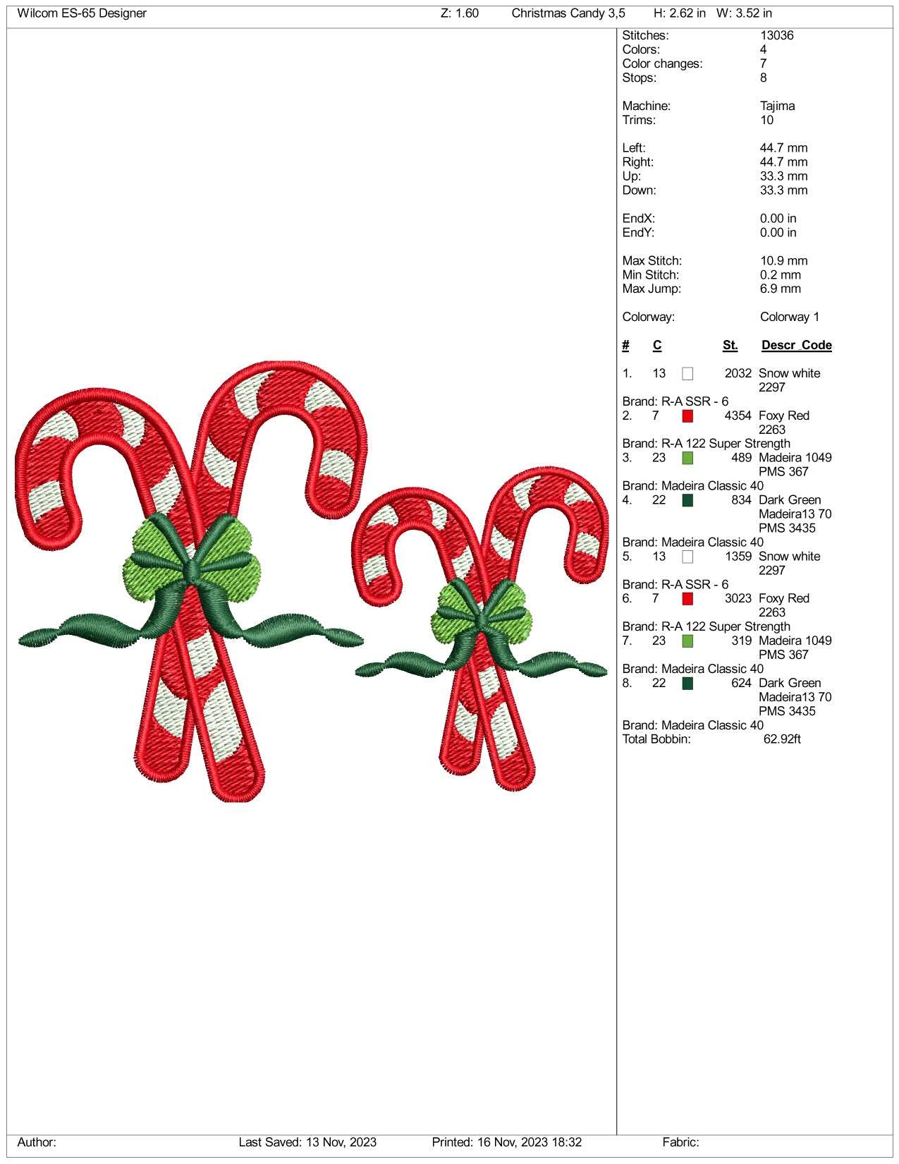 Christmas Candy Embroidery Design Files - 3 Size's