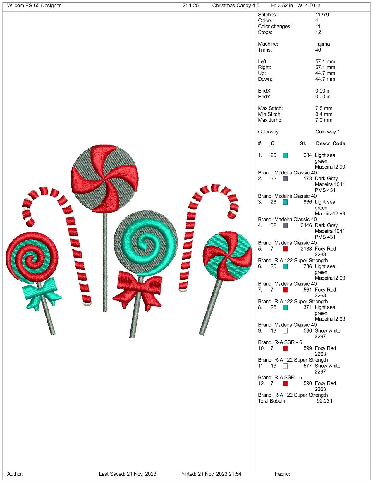 Christmas Candy's Embroidery Design Files - 3 Size's