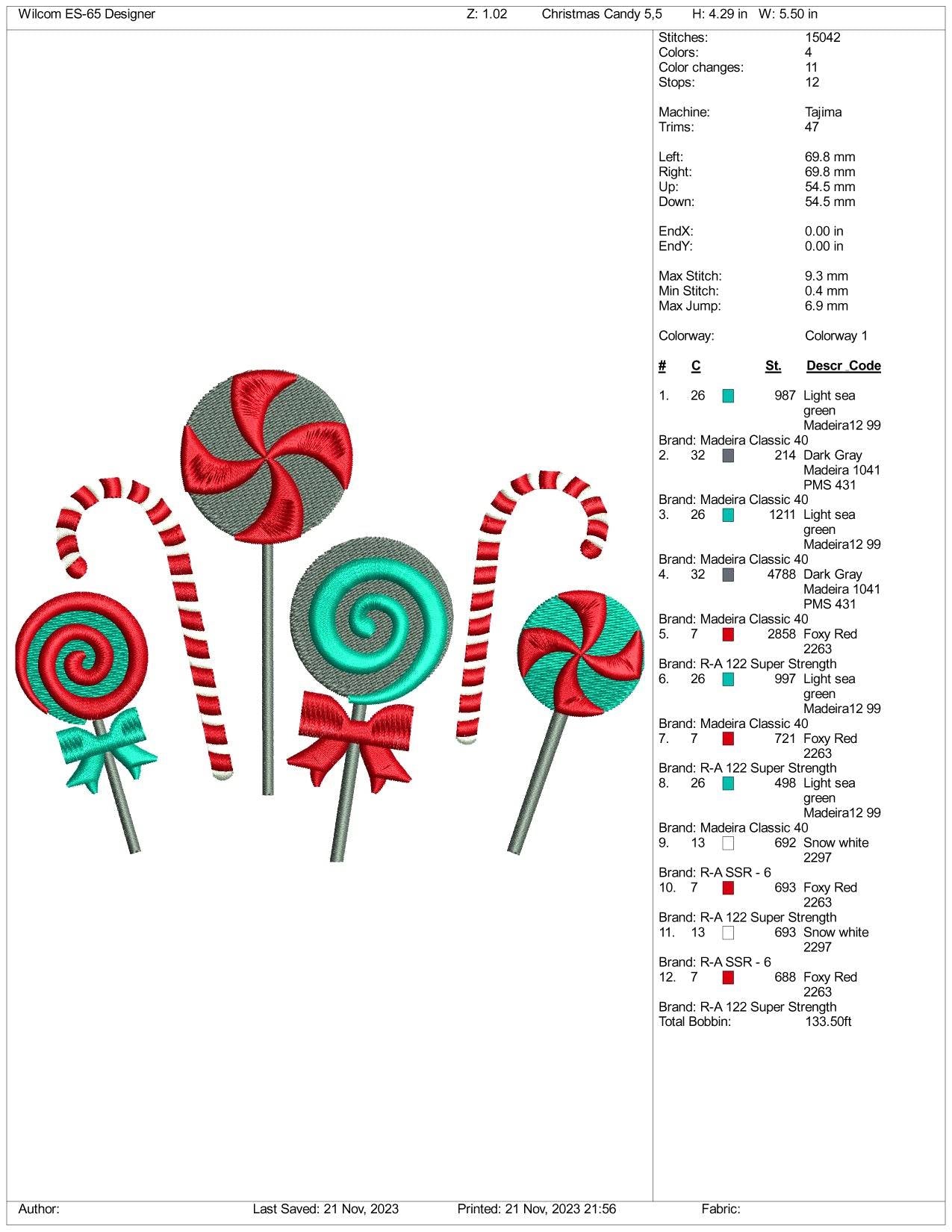 Christmas Candy's Embroidery Design Files - 3 Size's