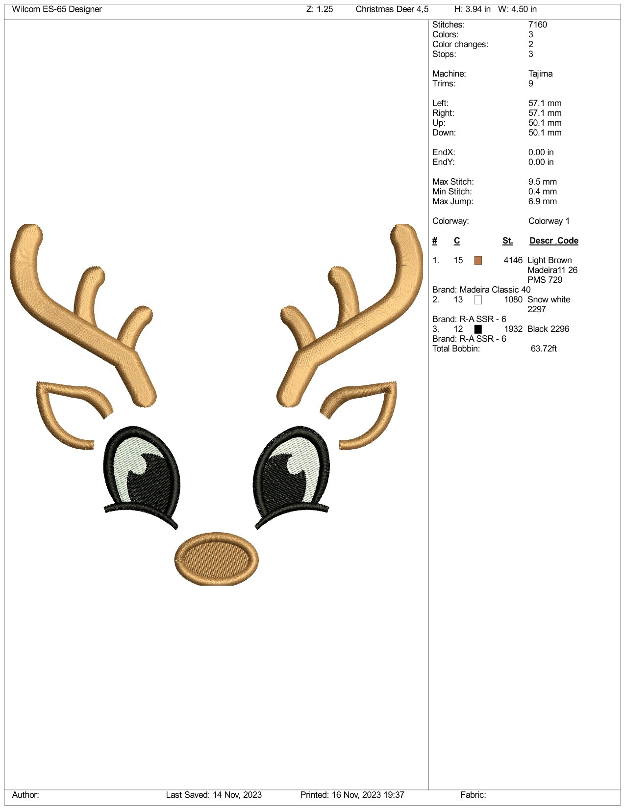 Baby Deer Face Embroidery Design Files - 3 Size's