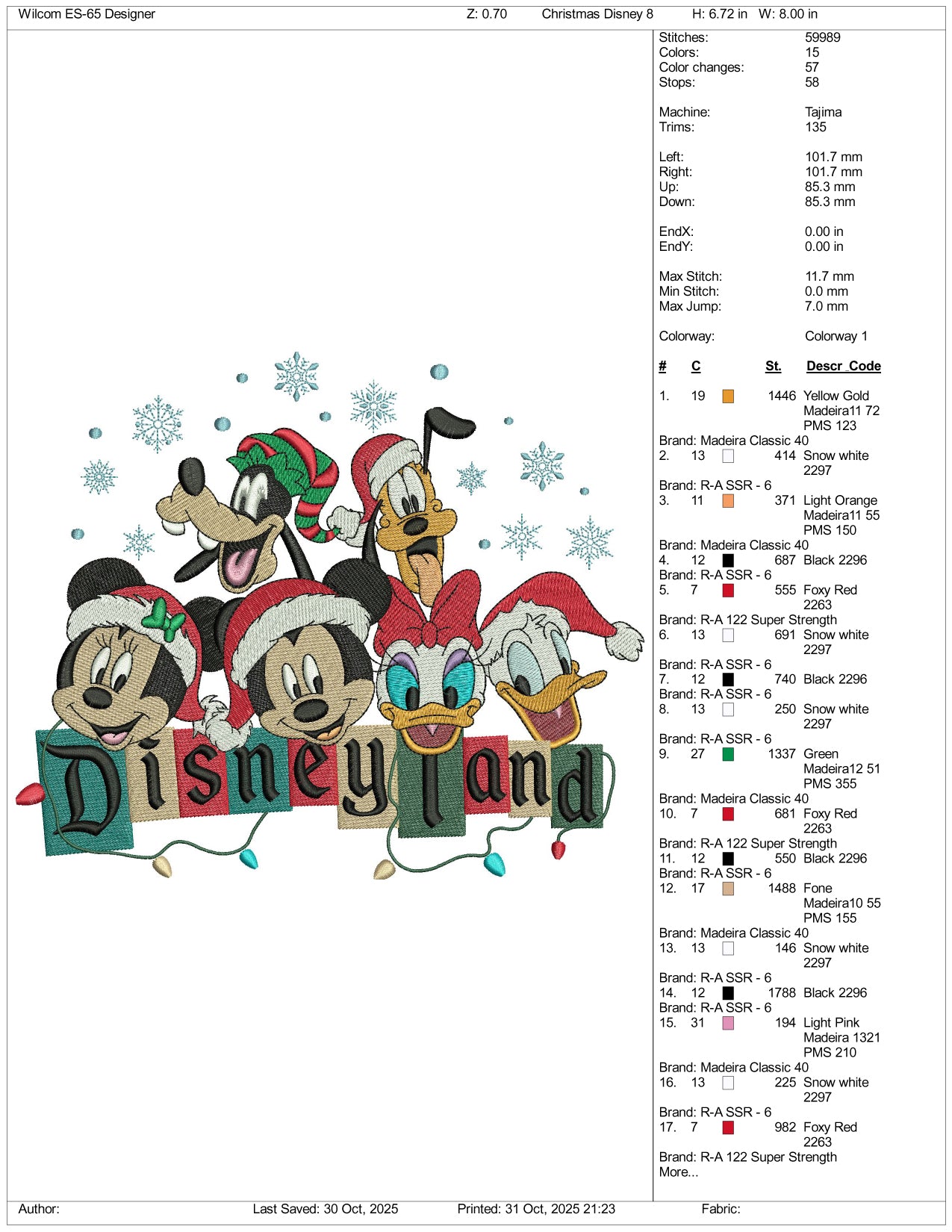 Disneyland Family Embroidery Design Files - 3 Size's